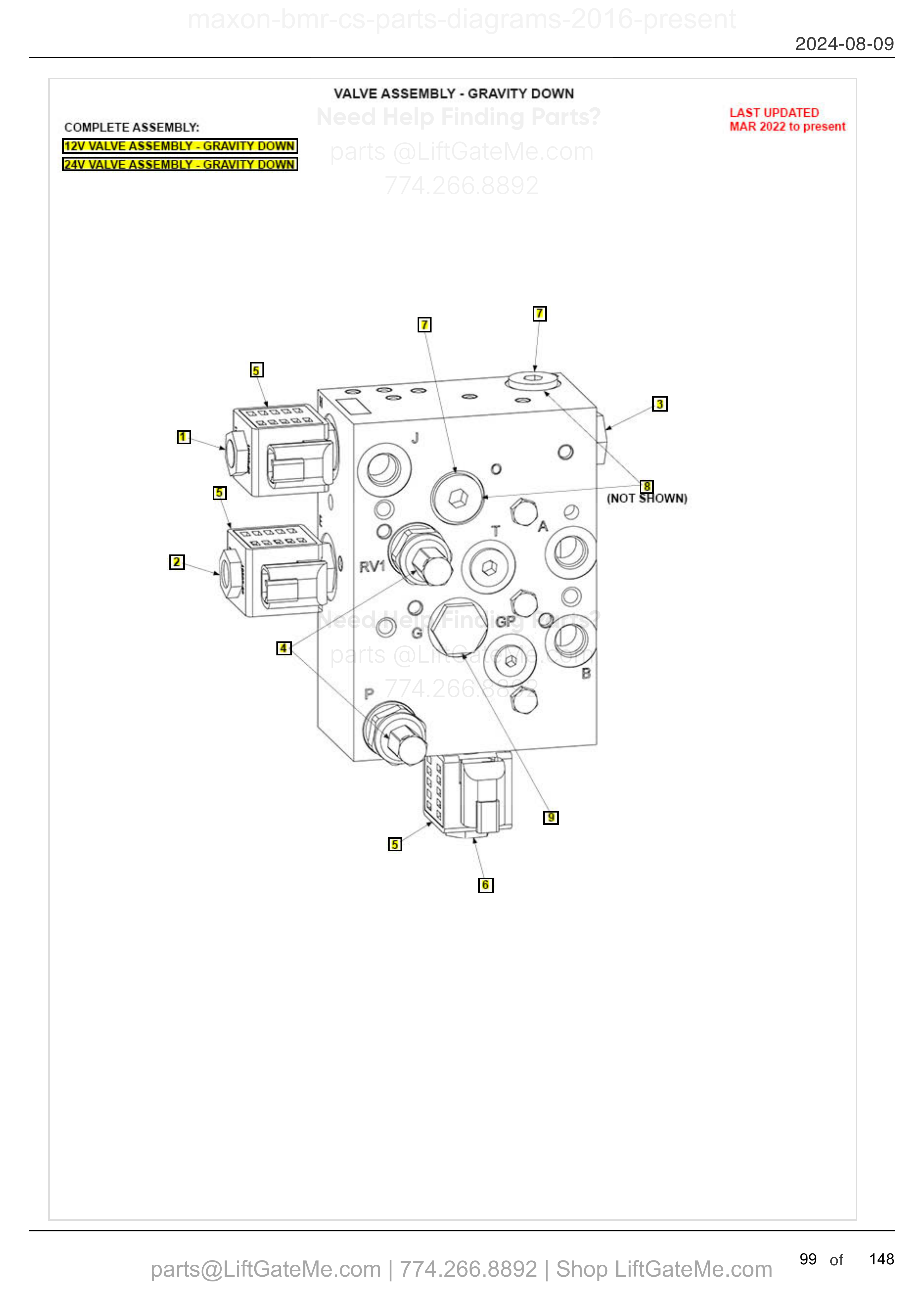 VALVE ASSEMBLY - GRAVITY DOWN diagram