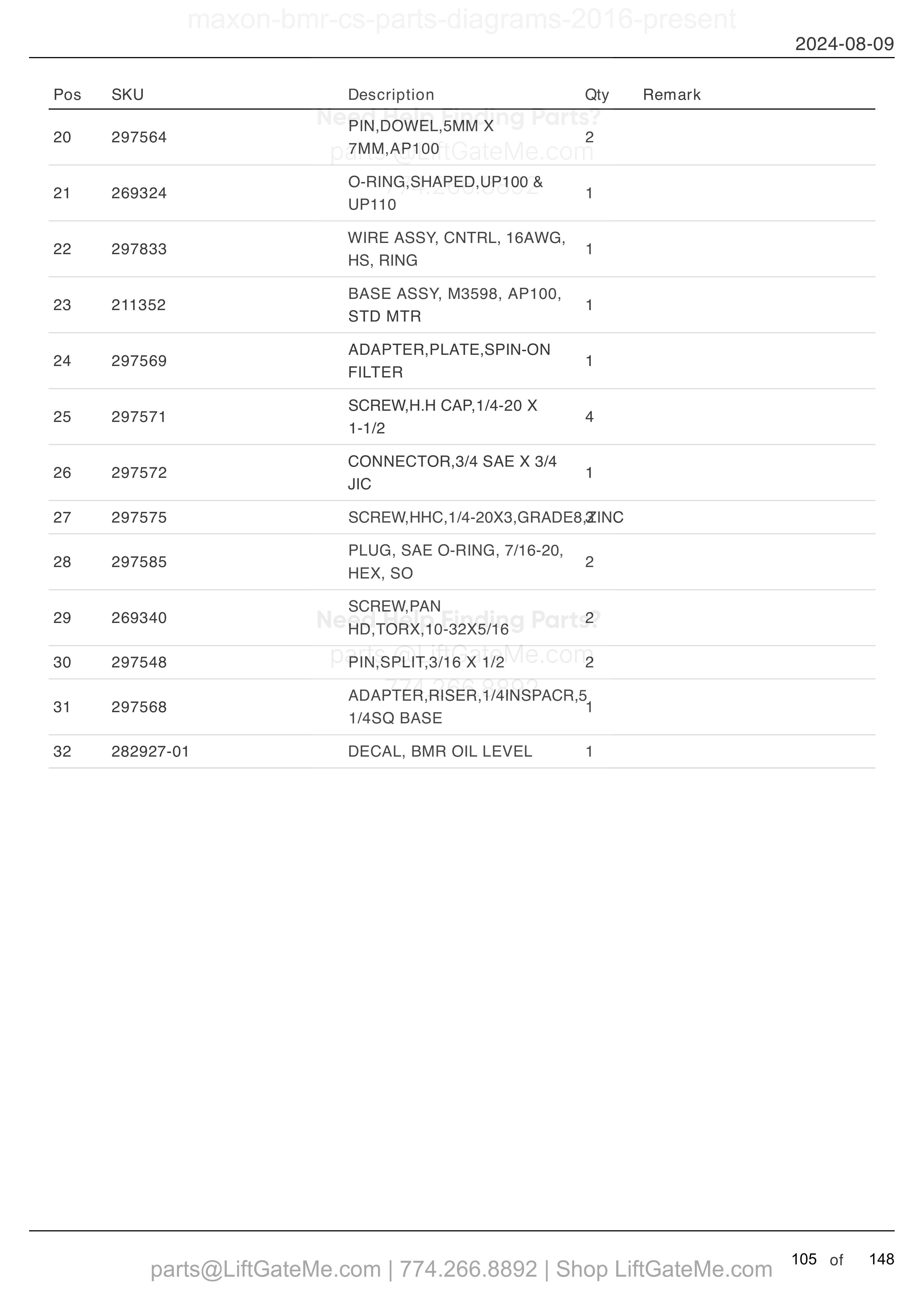 12 VDC POWER UNIT - POWER DOWN (continued) parts table