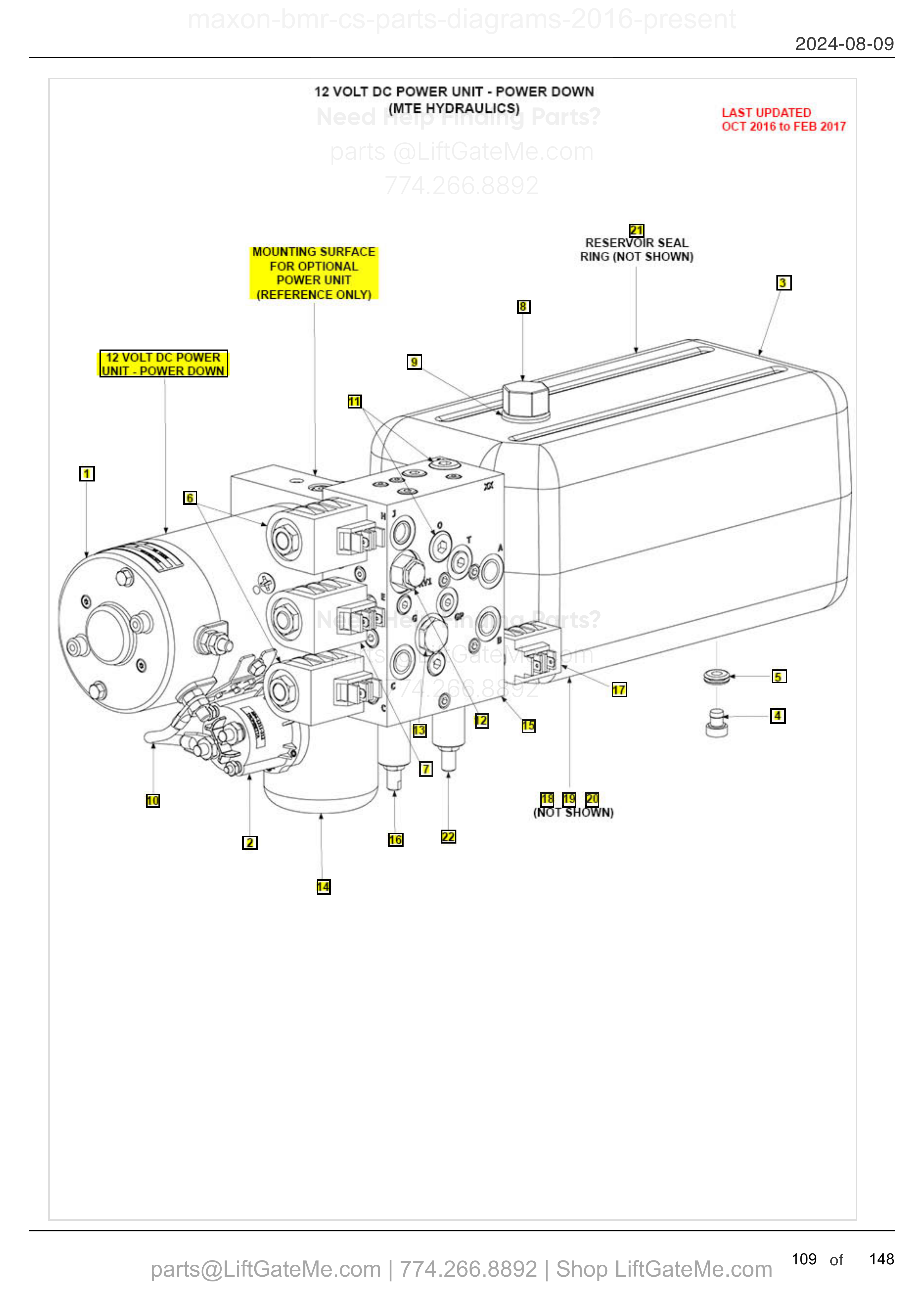 12 VOLT DC POWER UNIT - POWER DOWN (MTE HYDRAULICS) diagram