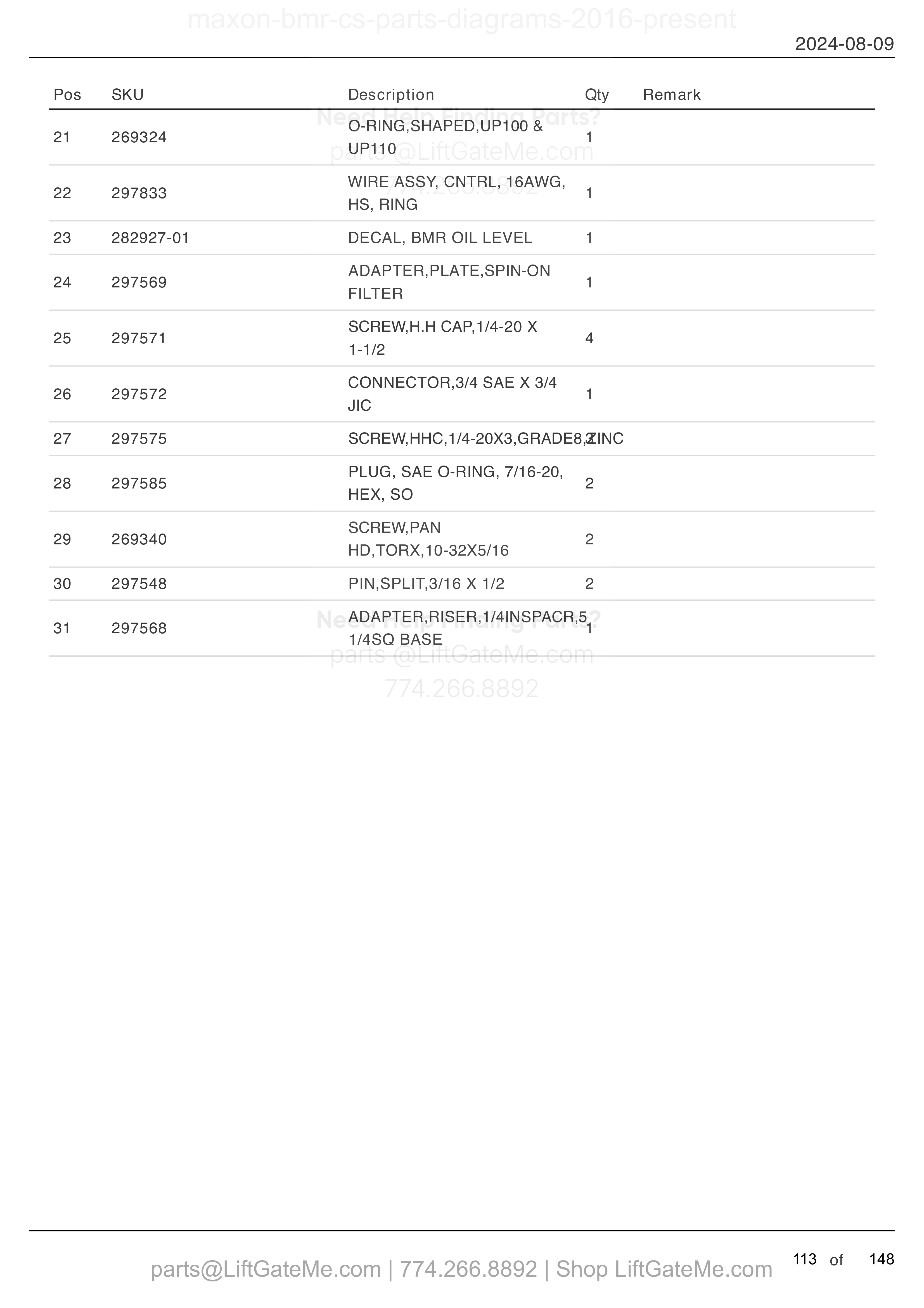 24 VDC POWER UNIT - POWER DOWN (continued) parts table