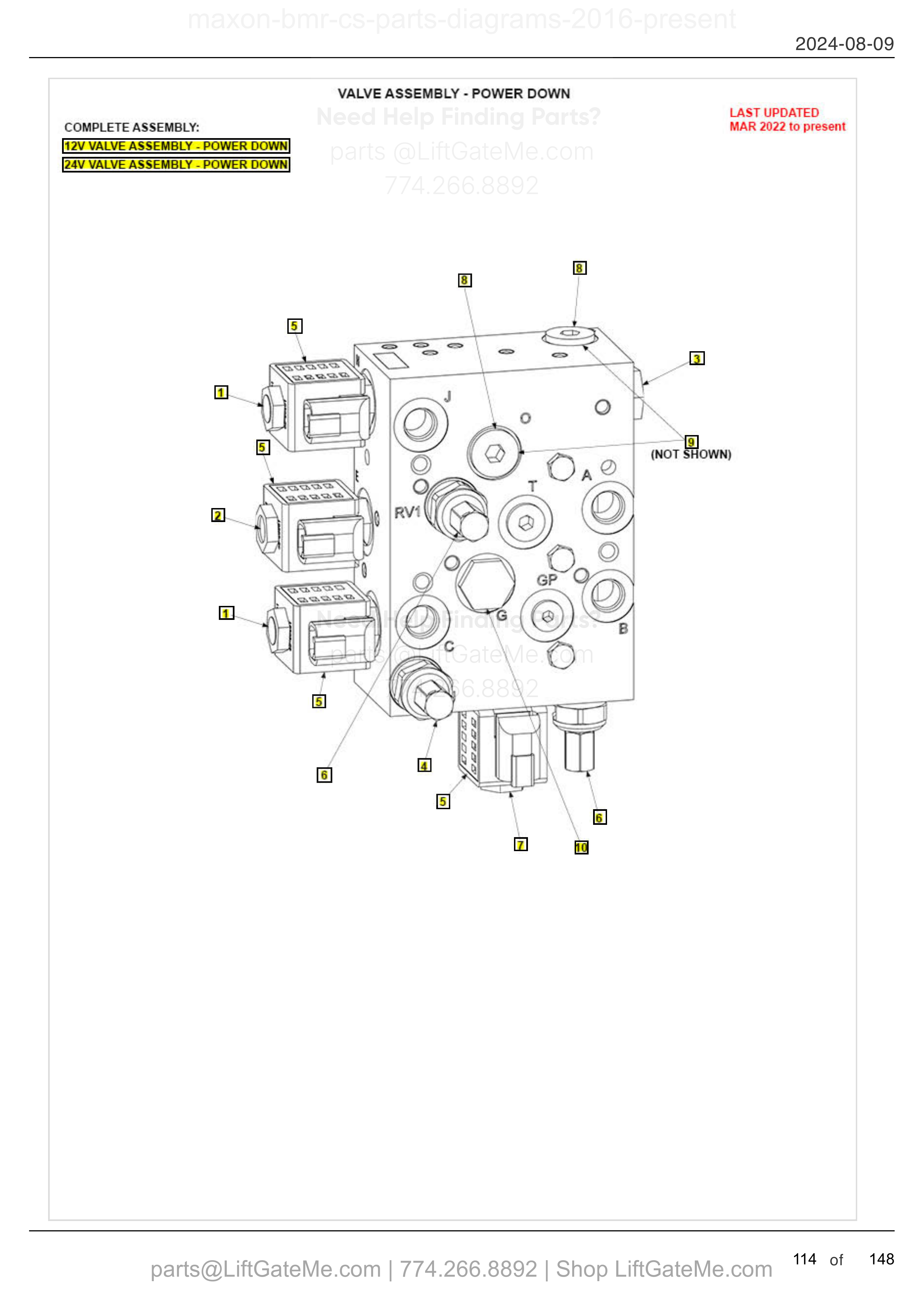 VALVE ASSEMBLY - POWER DOWN diagram