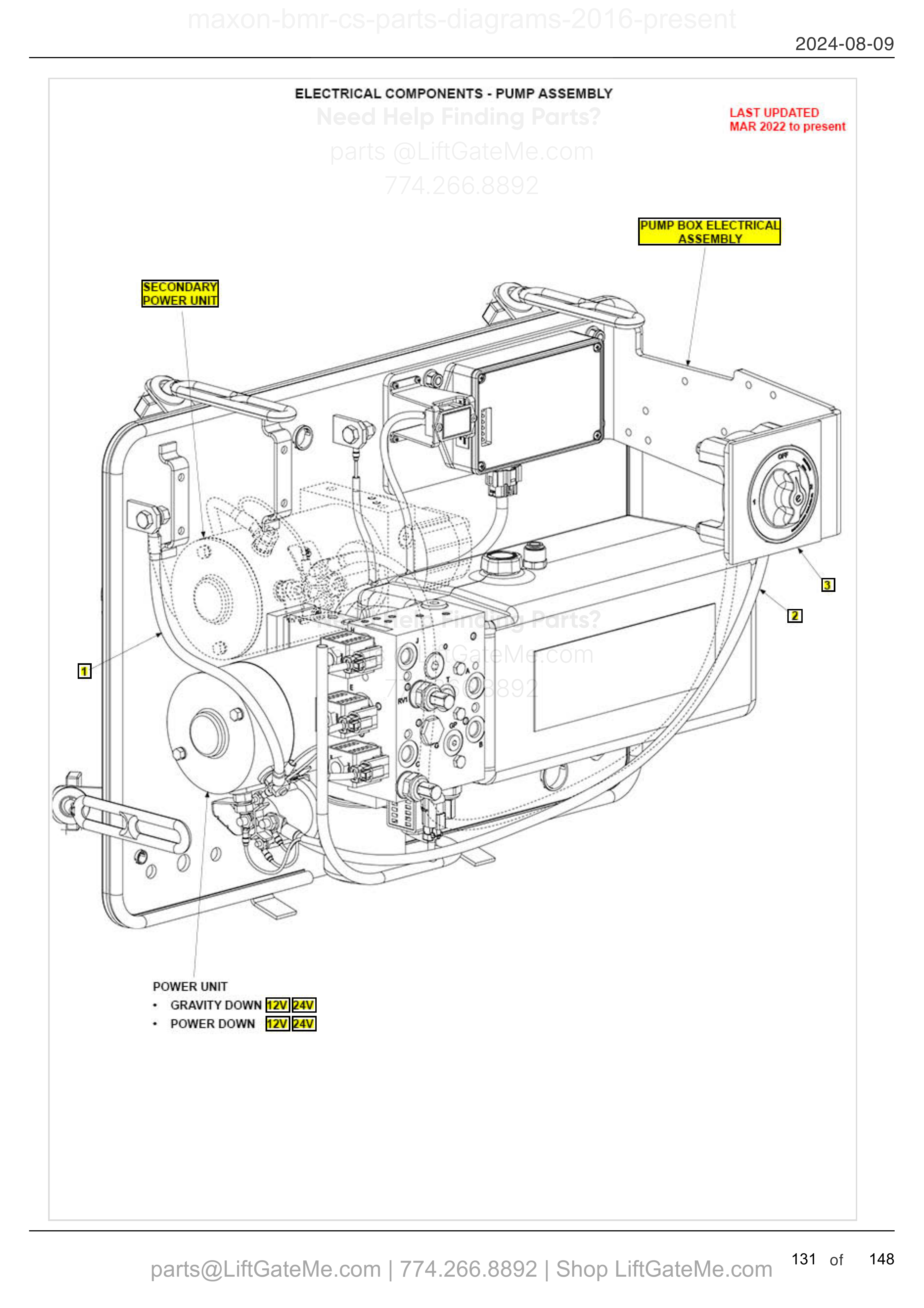 ELECTRICAL COMPONENTS - PUMP ASSEMBLY diagram