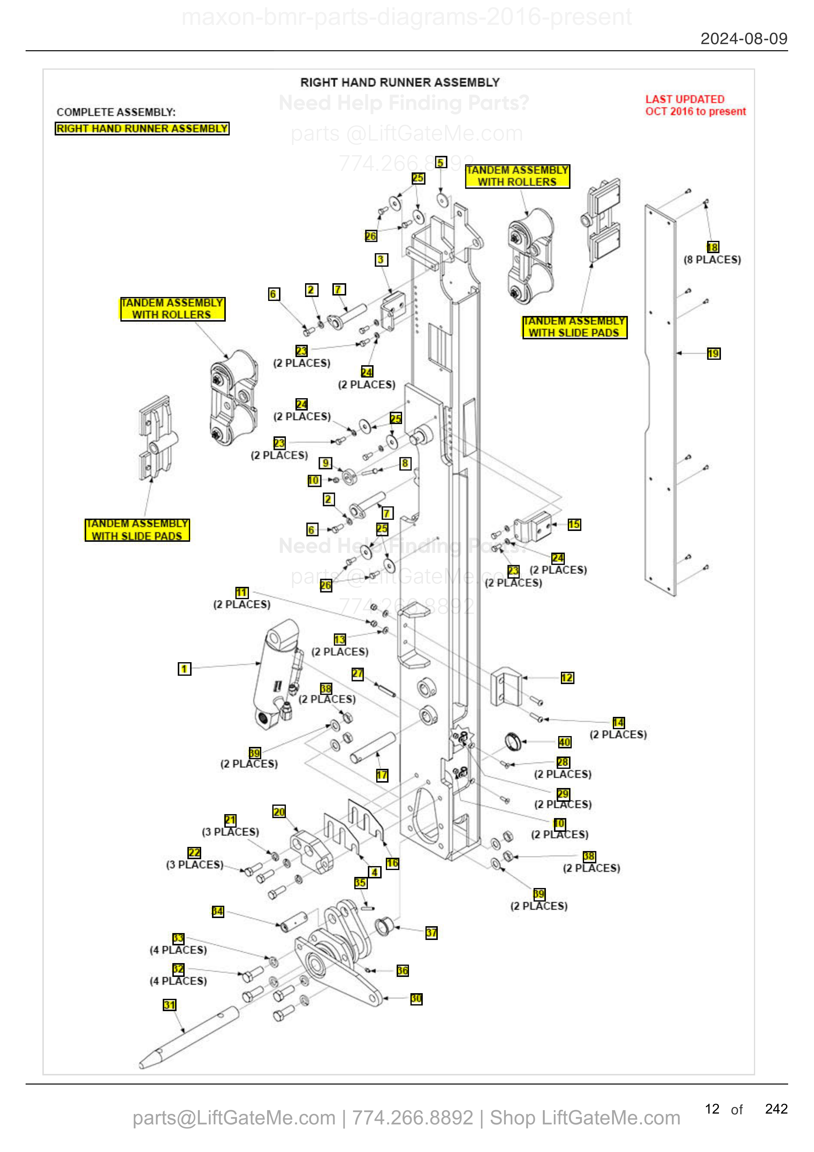RIGHT HAND RUNNER ASSEMBLY diagram