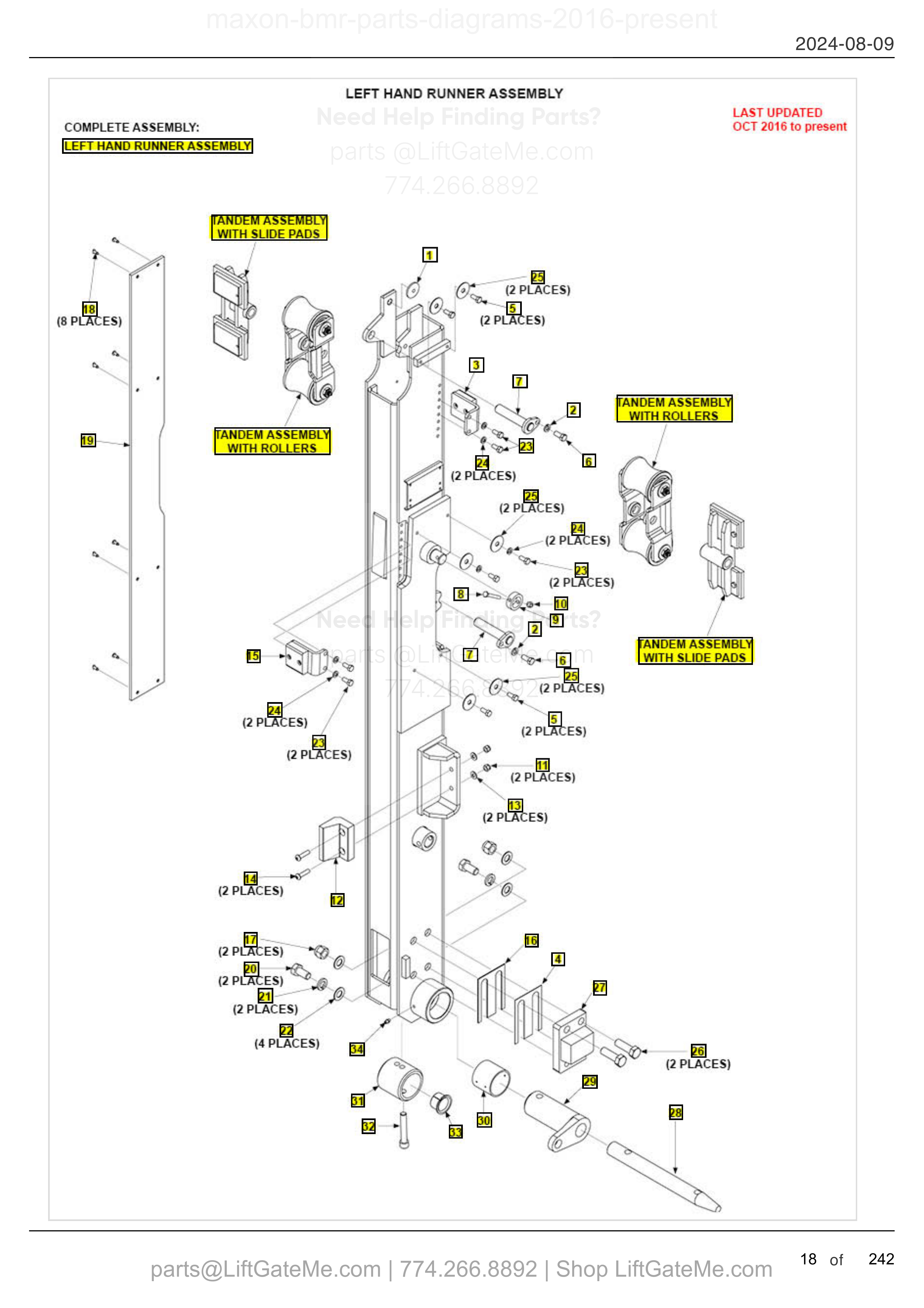 LEFT HAND RUNNER ASSEMBLY diagram