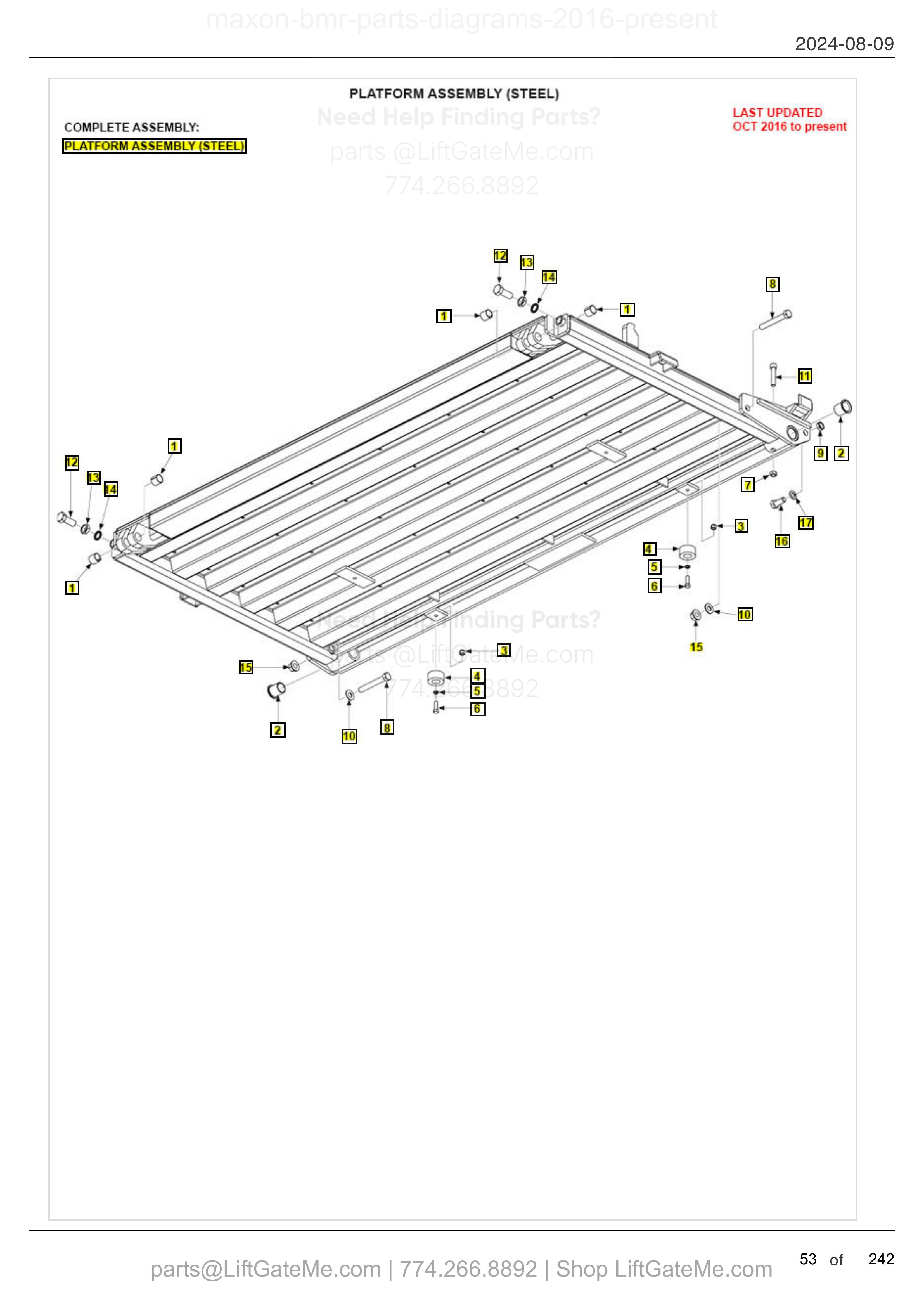 PLATFORM ASSEMBLY (STEEL) diagram