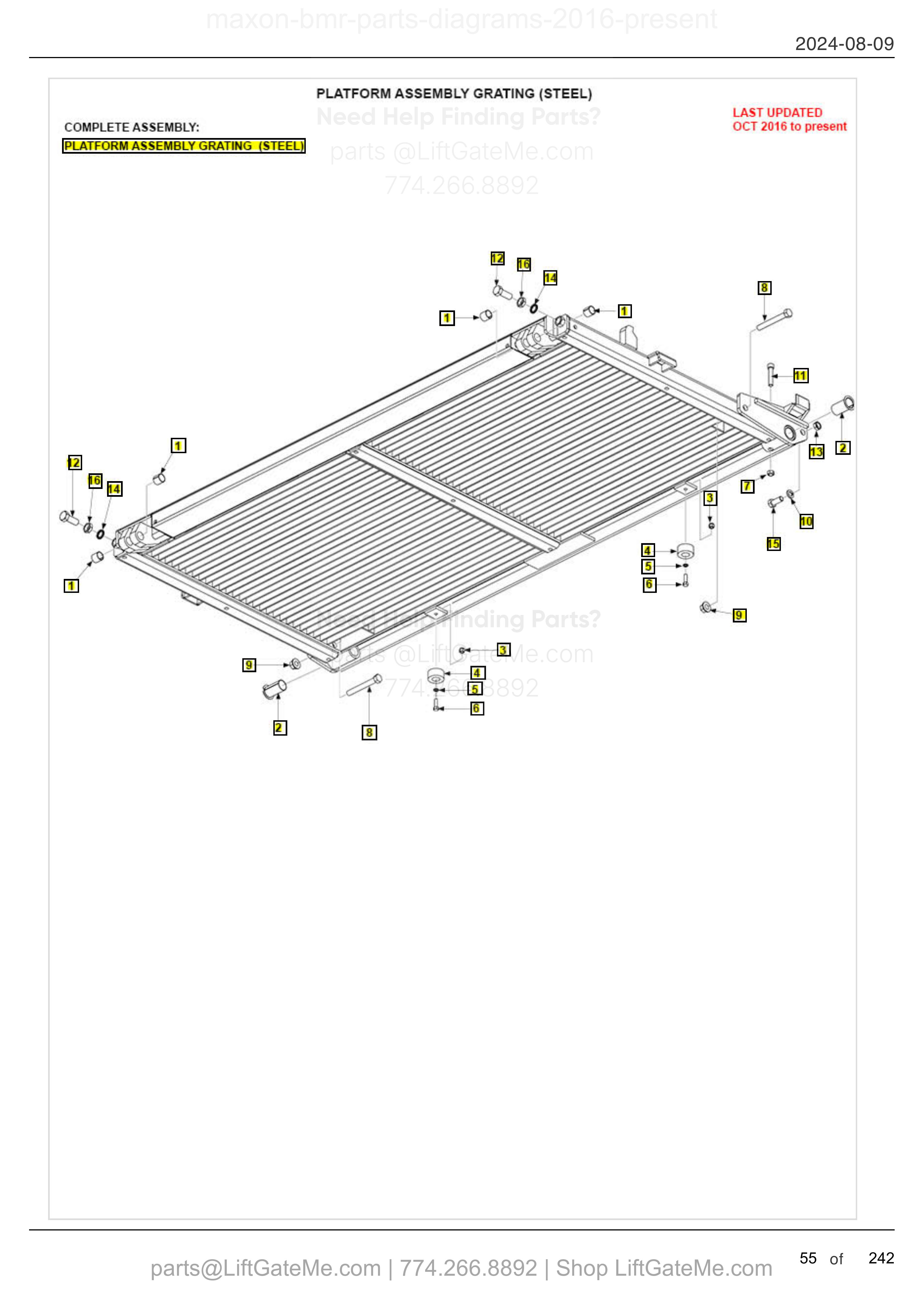 PLATFORM ASSEMBLY GRATING (STEEL) diagram