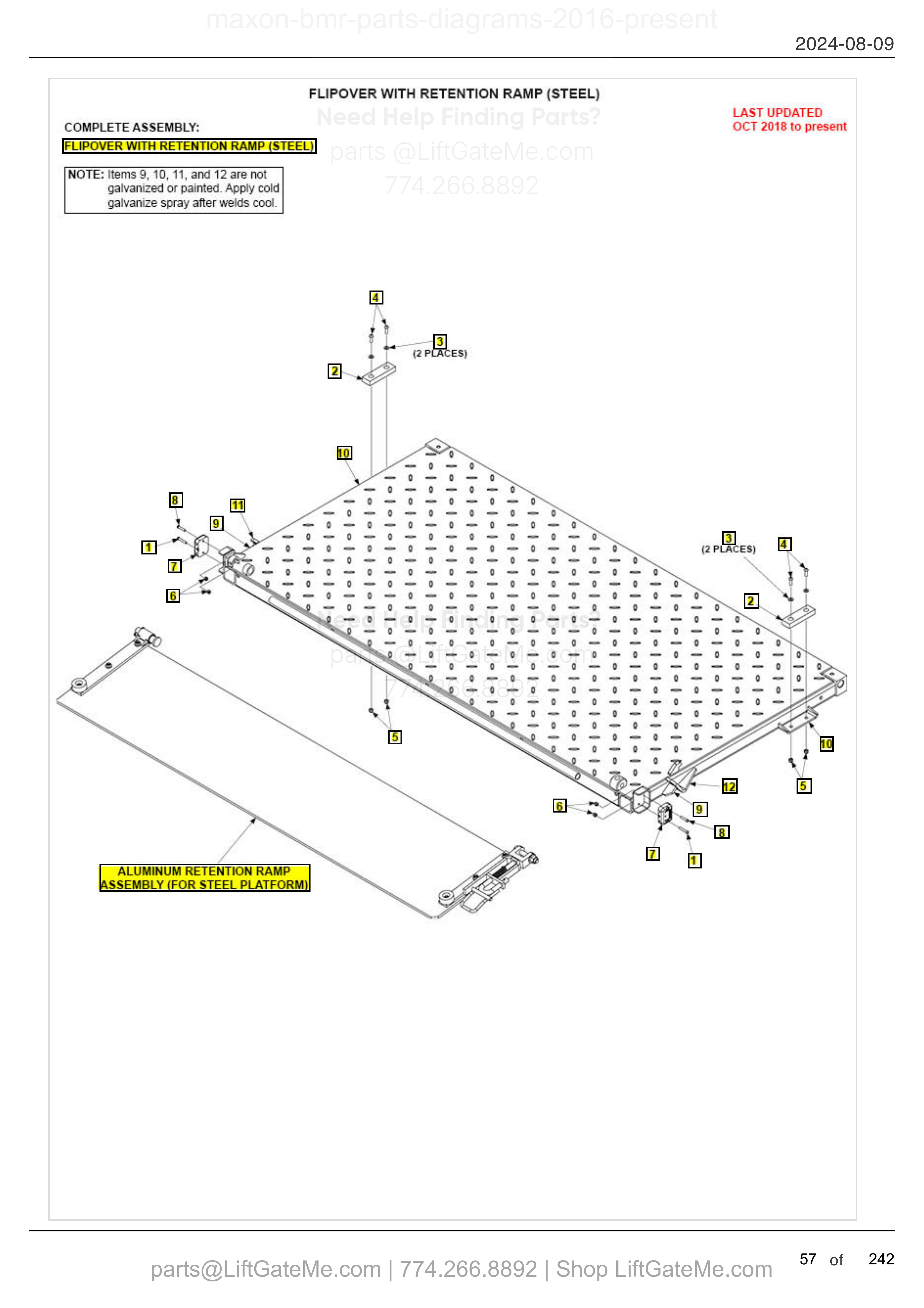 FLIPOVER WITH RETENTION RAMP (STEEL) diagram