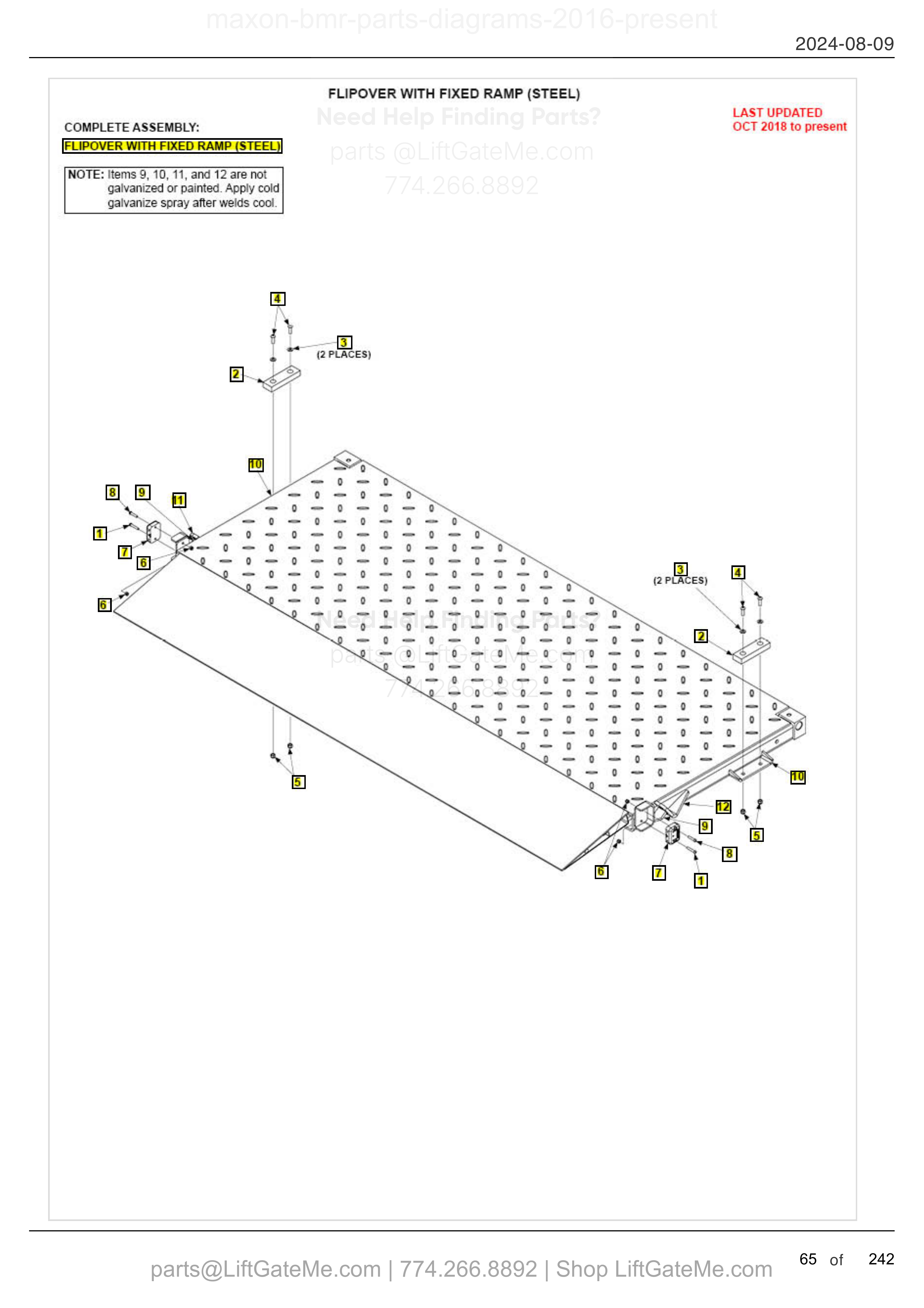 FLIPOVER WITH FIXED RAMP (STEEL) diagram