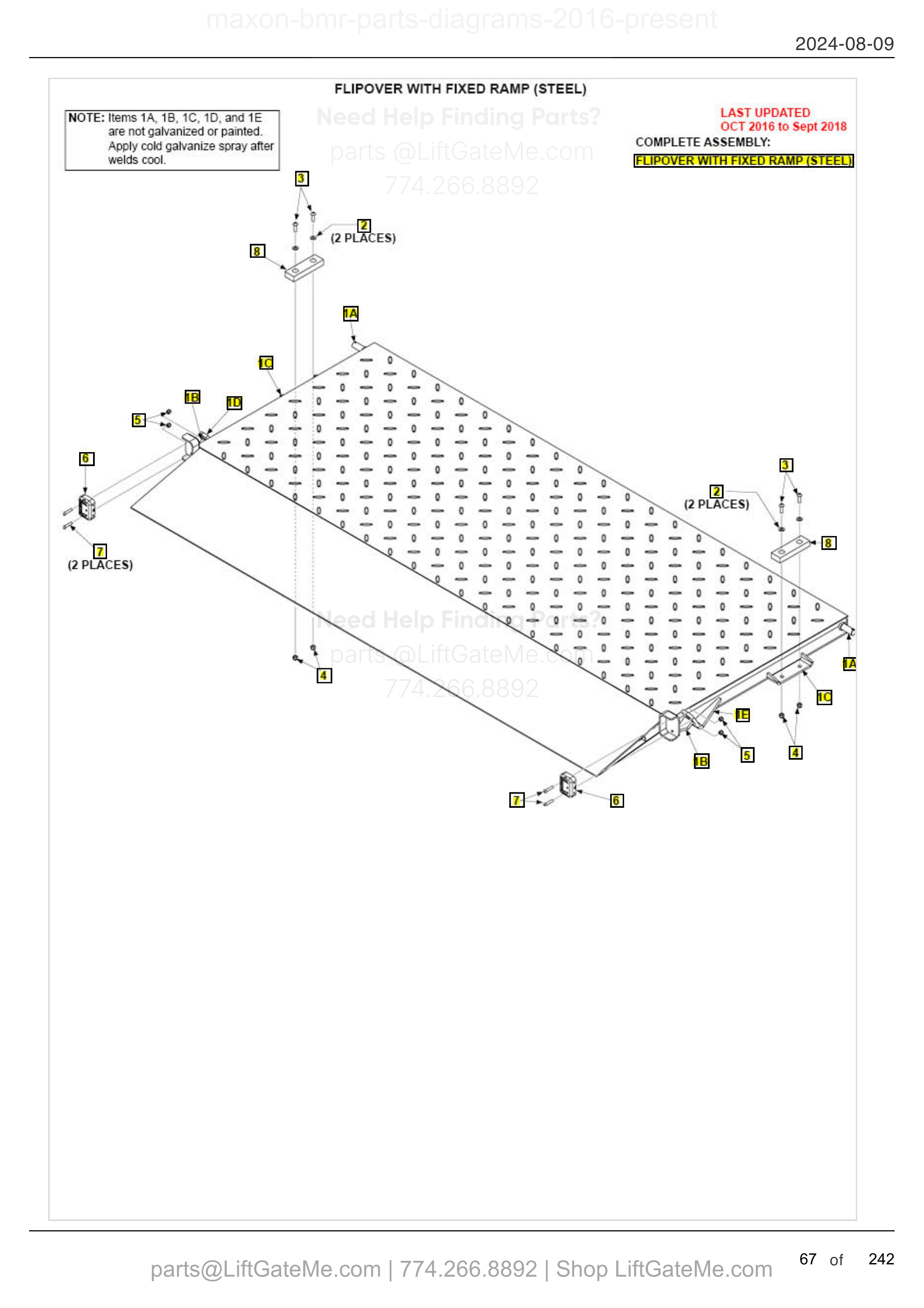 FLIPOVER WITH FIXED RAMP (STEEL) diagram