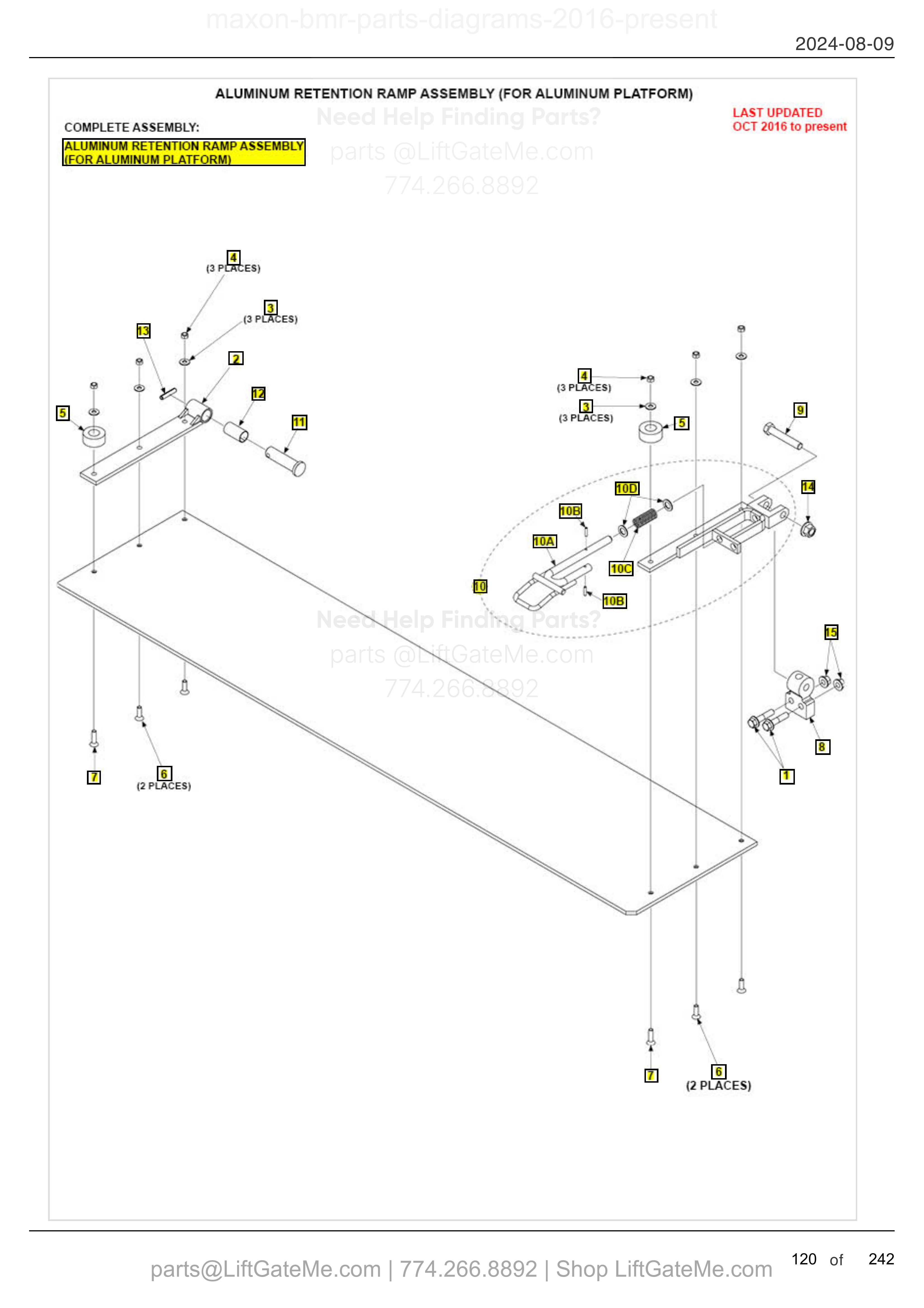 ALUMINUM RETENTION RAMP ASSEMBLY (FOR ALUMINUM PLATFORM) diagram