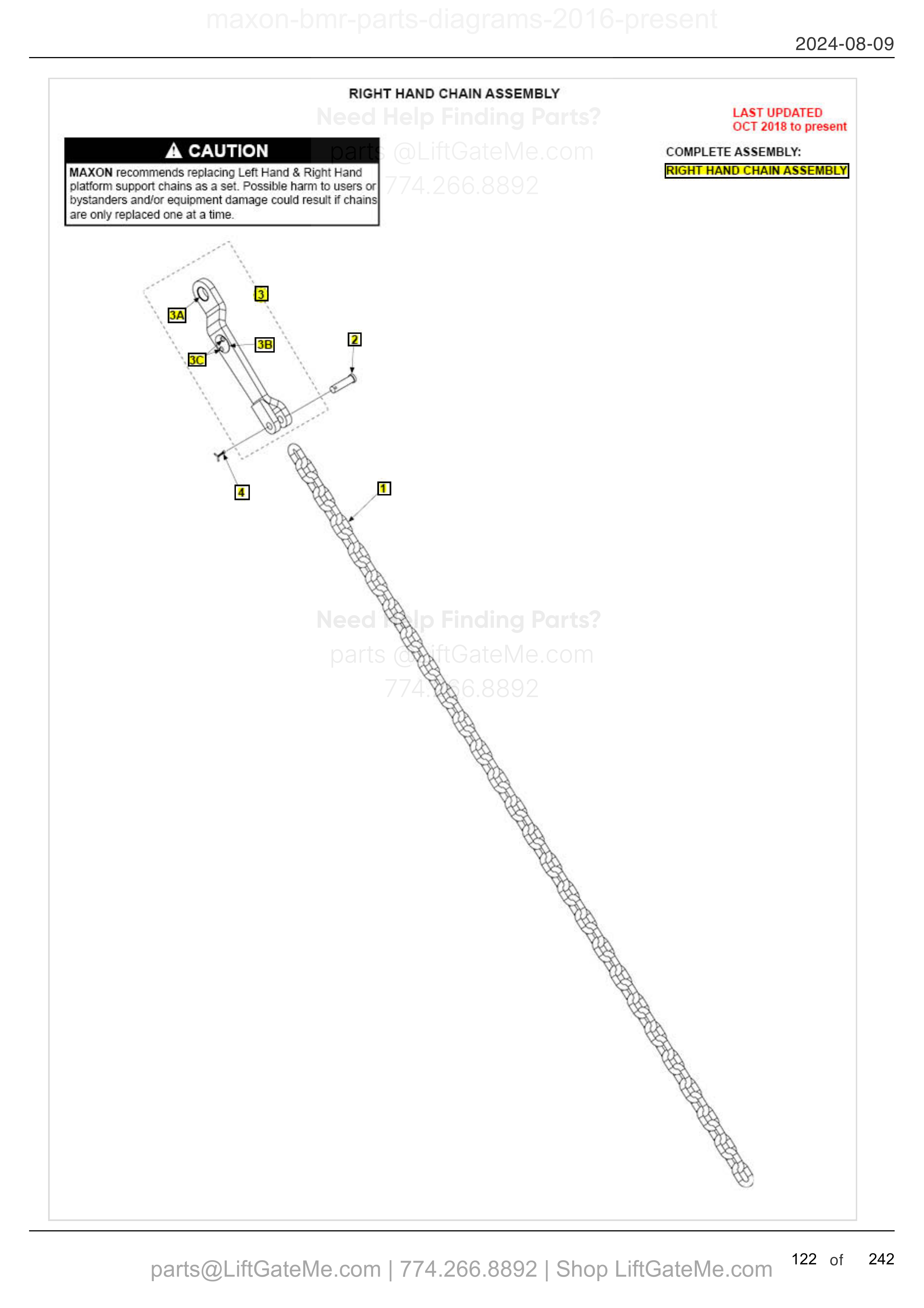 RIGHT HAND CHAIN ASSEMBLY diagram