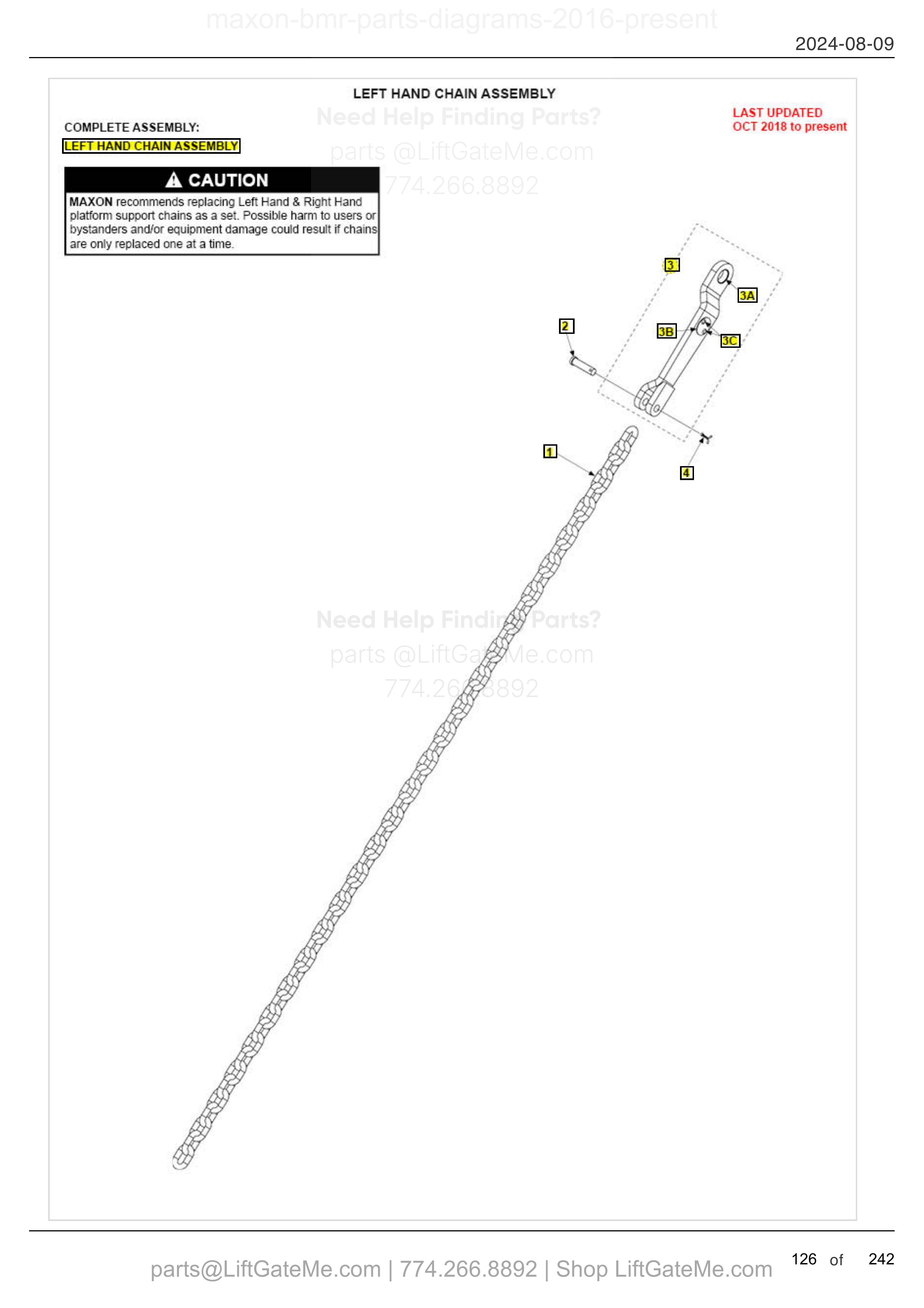 LEFT HAND CHAIN ASSEMBLY diagram
