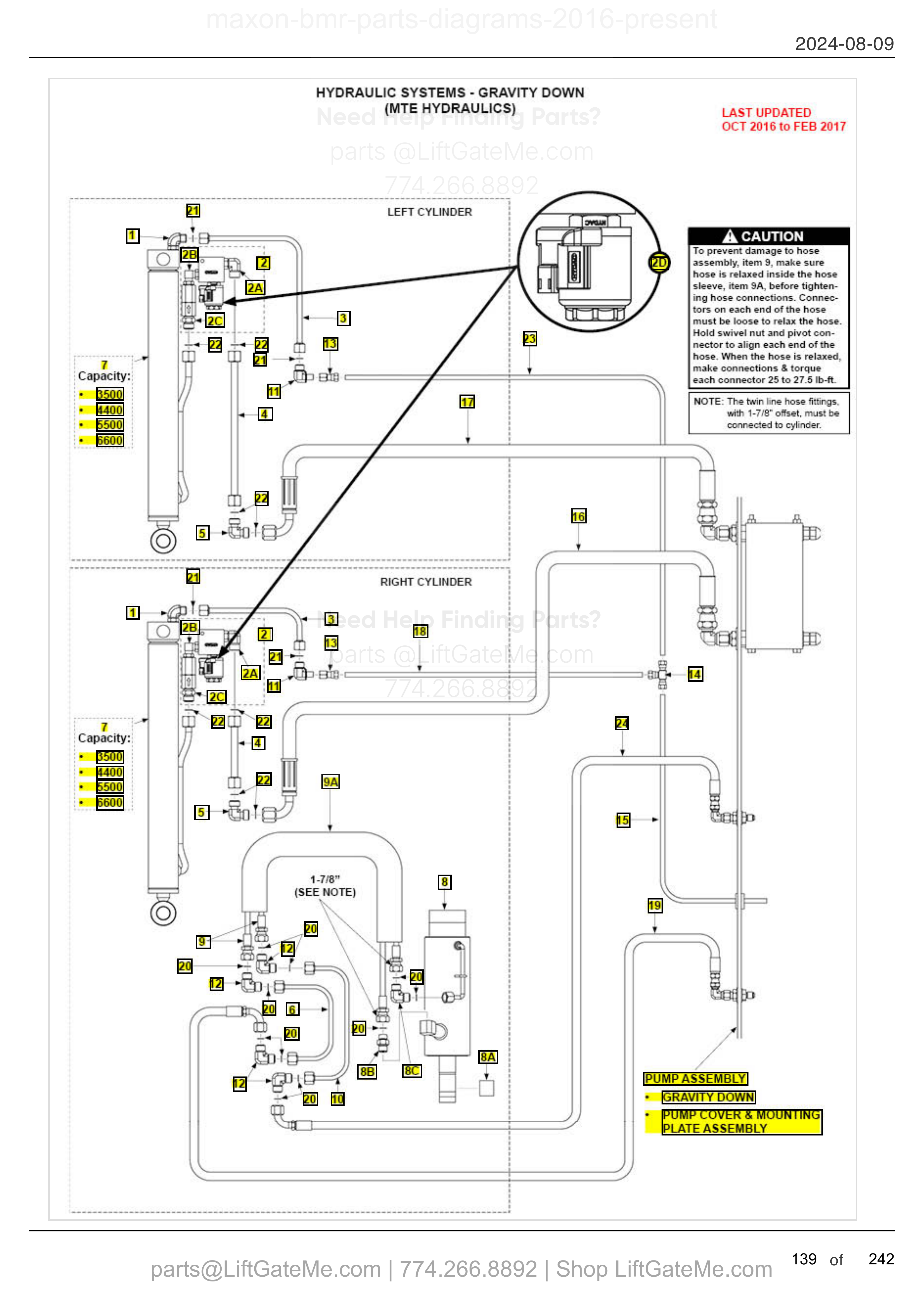HYDRAULIC SYSTEMS - GRAVITY DOWN (MTE HYDRAULICS) diagram