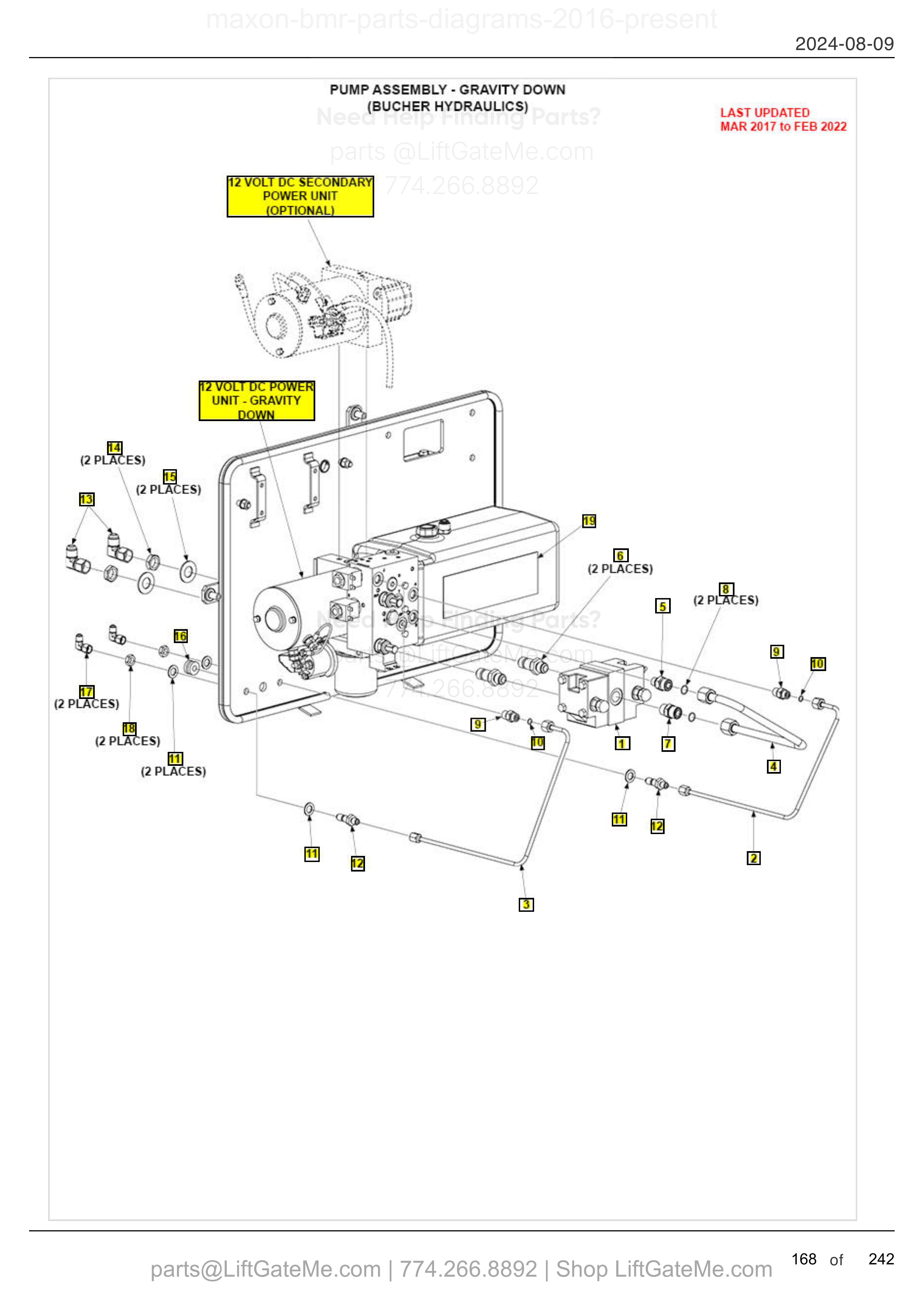 PUMP ASSEMBLY - GRAVITY DOWN (BUCHER HYDRAULICS) diagram