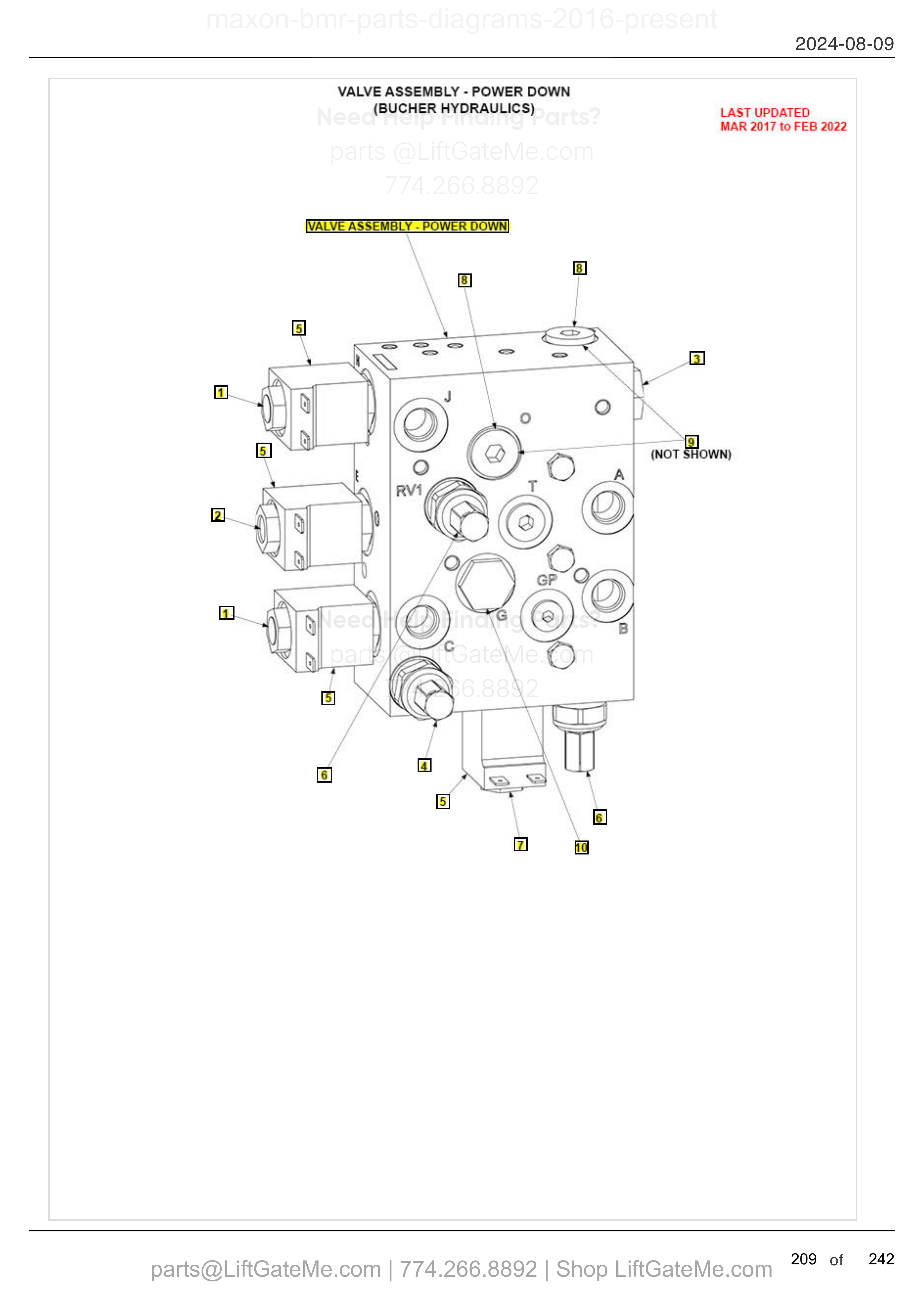 VALVE ASSEMBLY - POWER DOWN (BUCHER HYDRAULICS) diagram