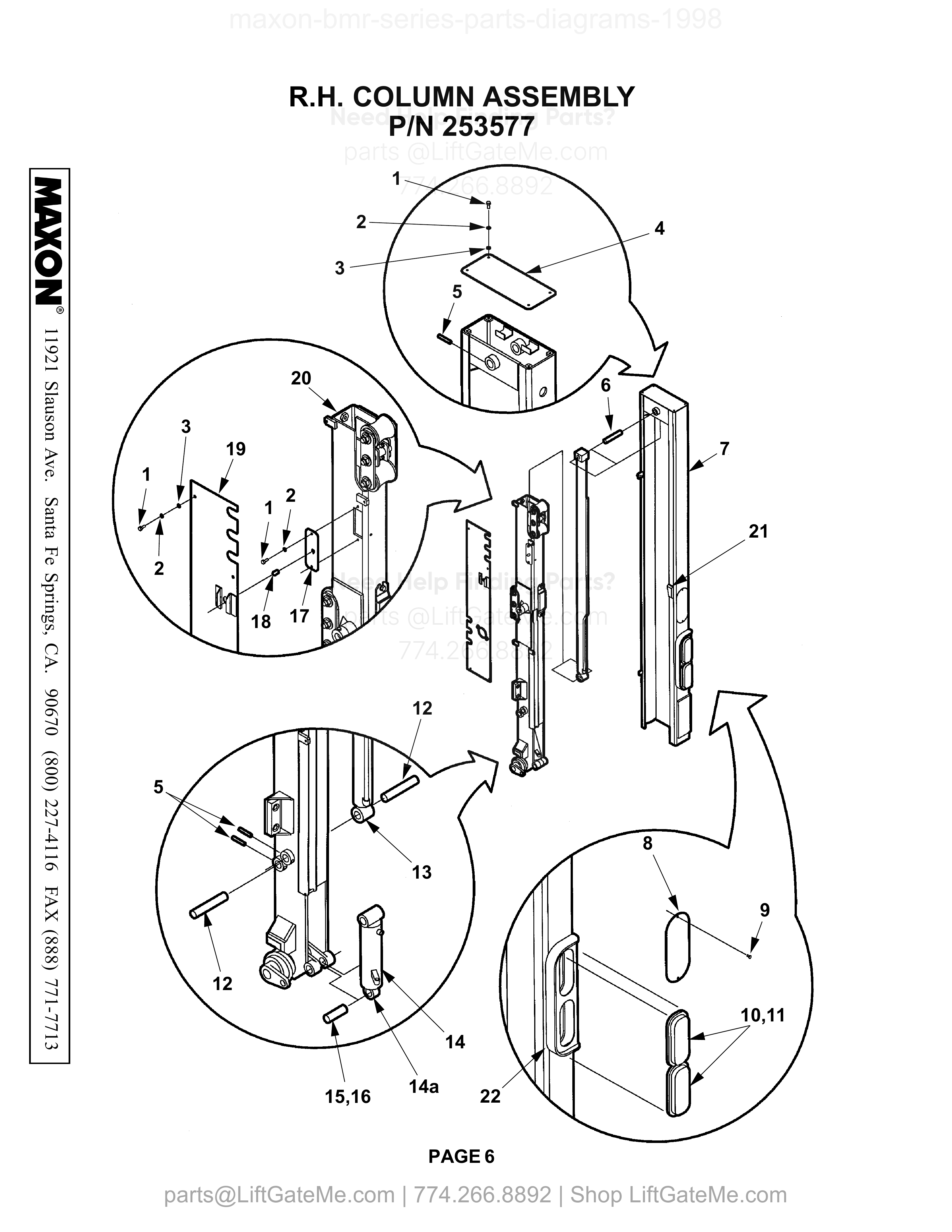 R.H. COLUMN ASSEMBLY diagram