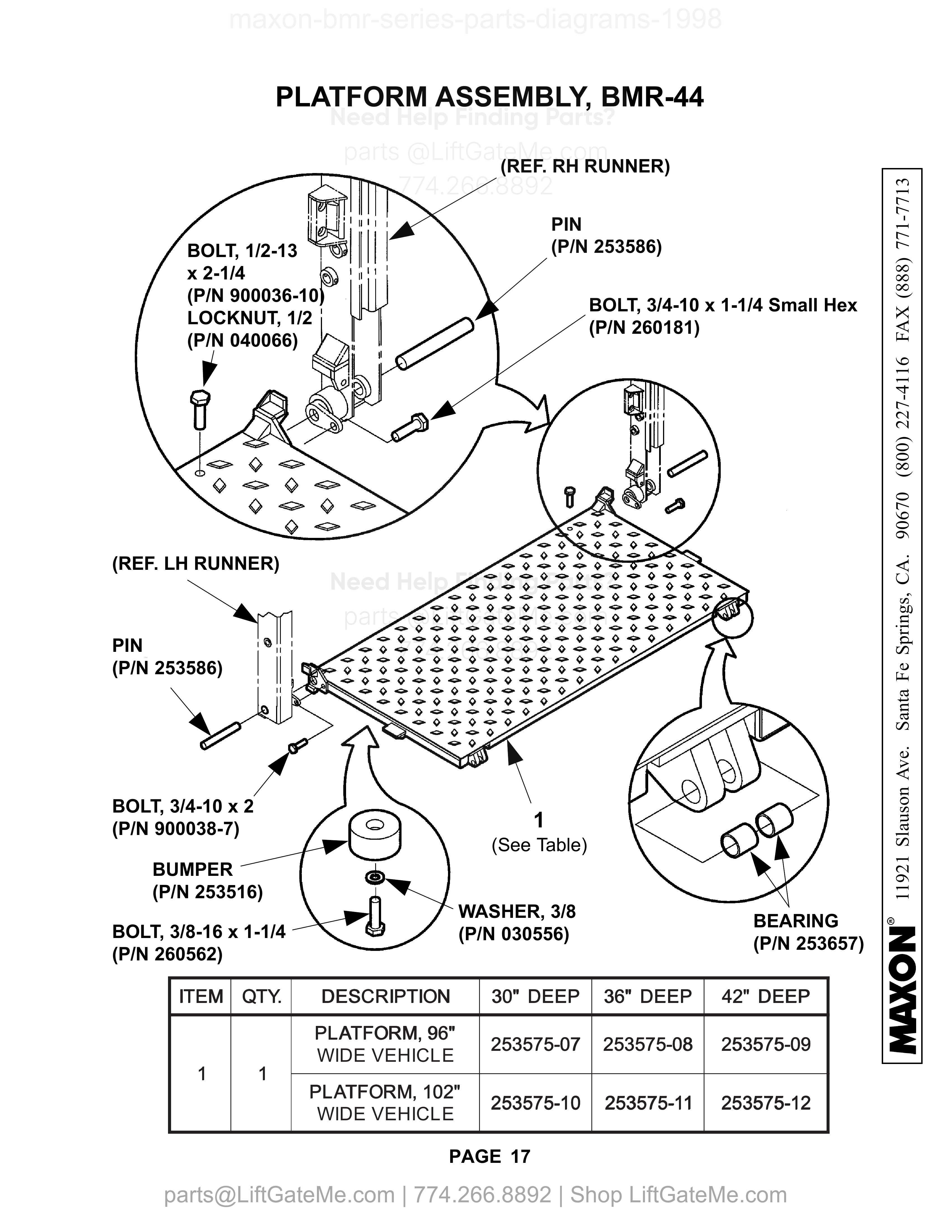 PLATFORM ASSEMBLY, BMR-44 diagram