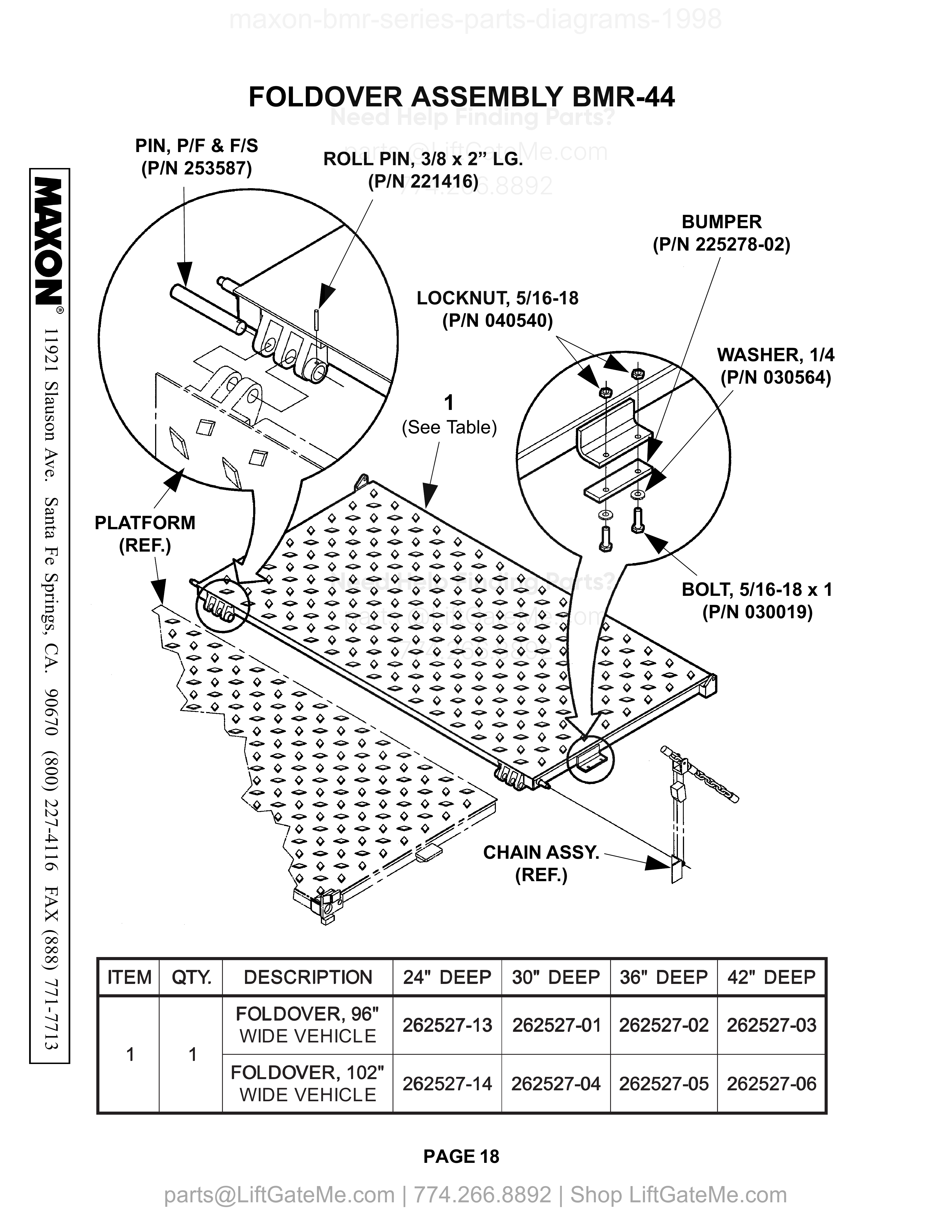 FOLDOVER ASSEMBLY BMR-44 diagram