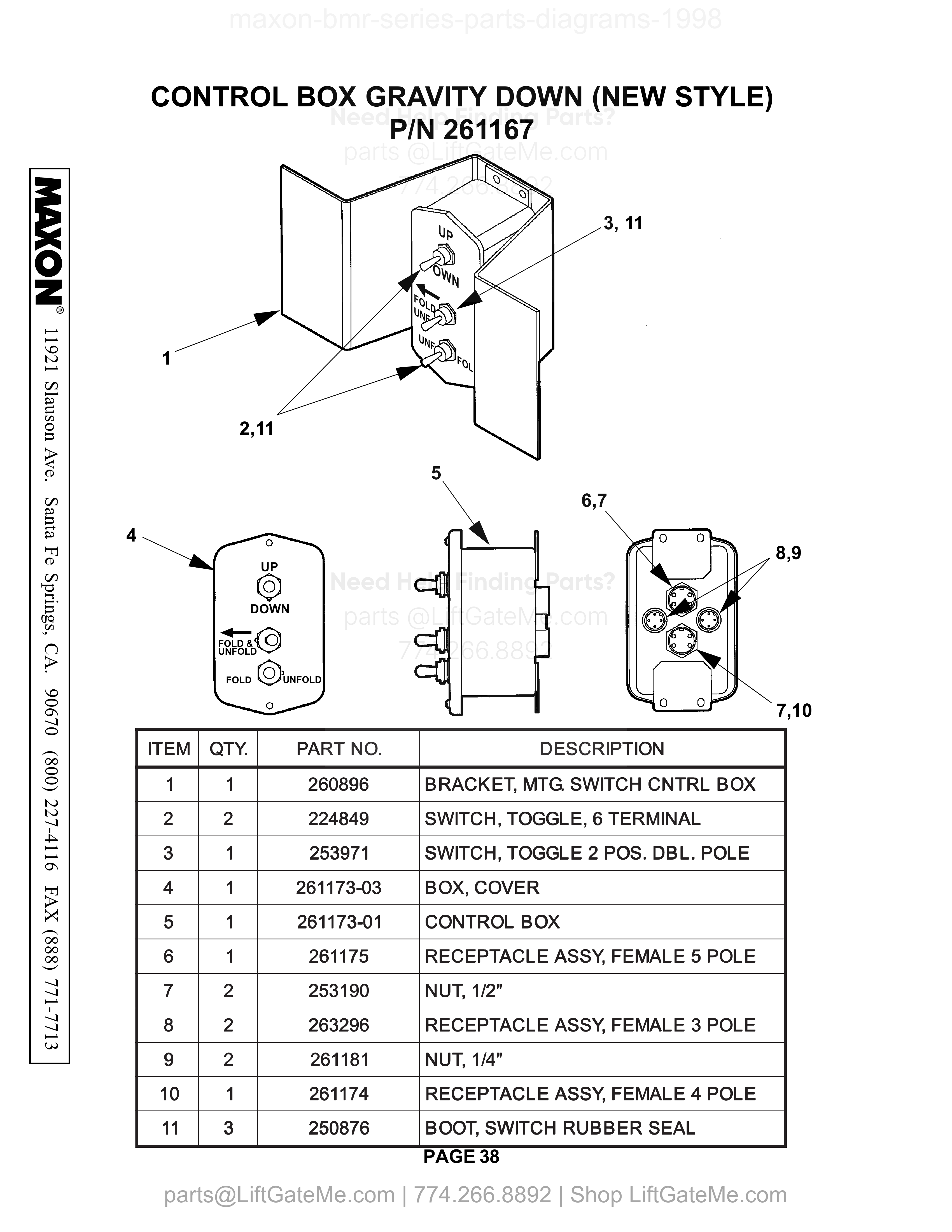 CONTROL BOX GRAVITY DOWN (NEW STYLE) diagram