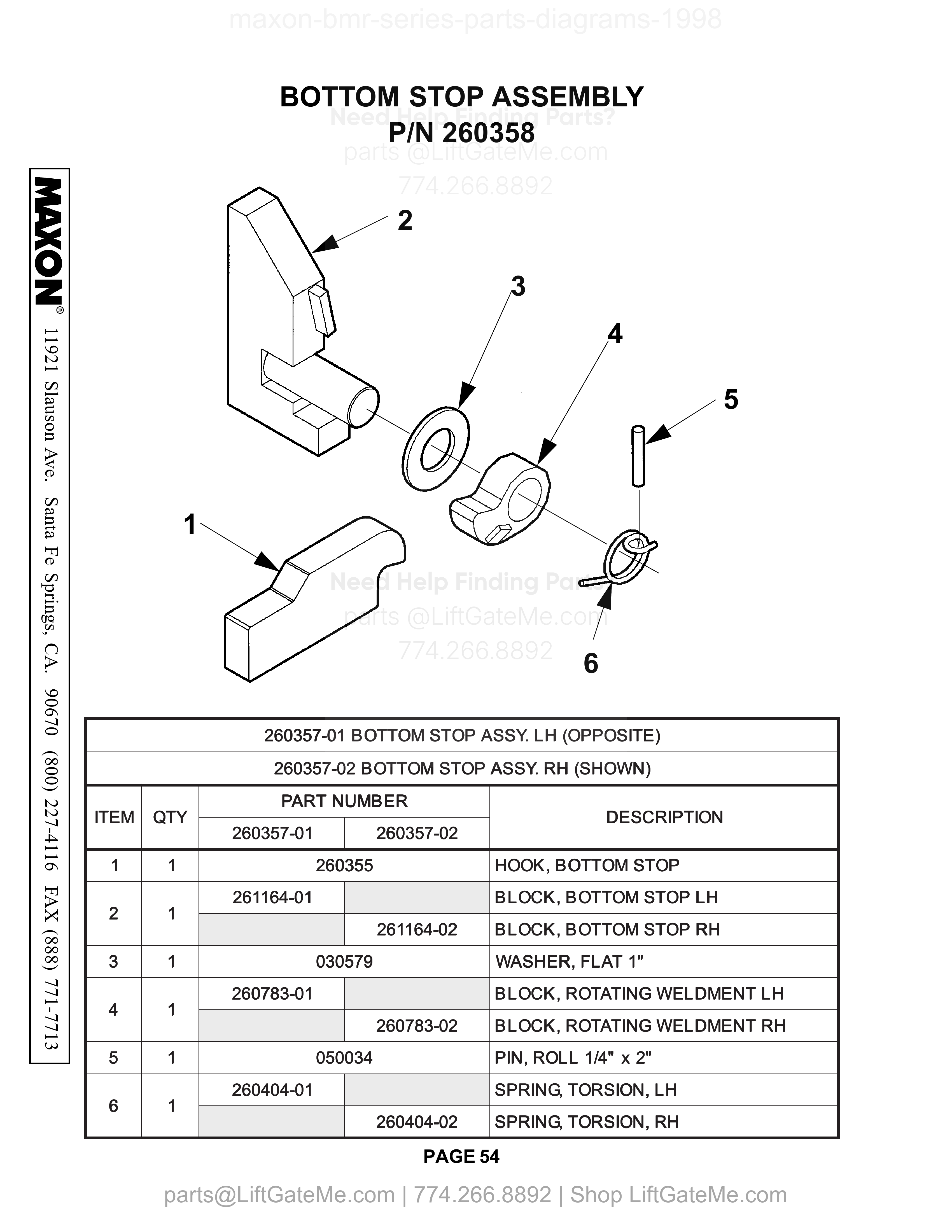 BOTTOM STOP ASSEMBLY diagram