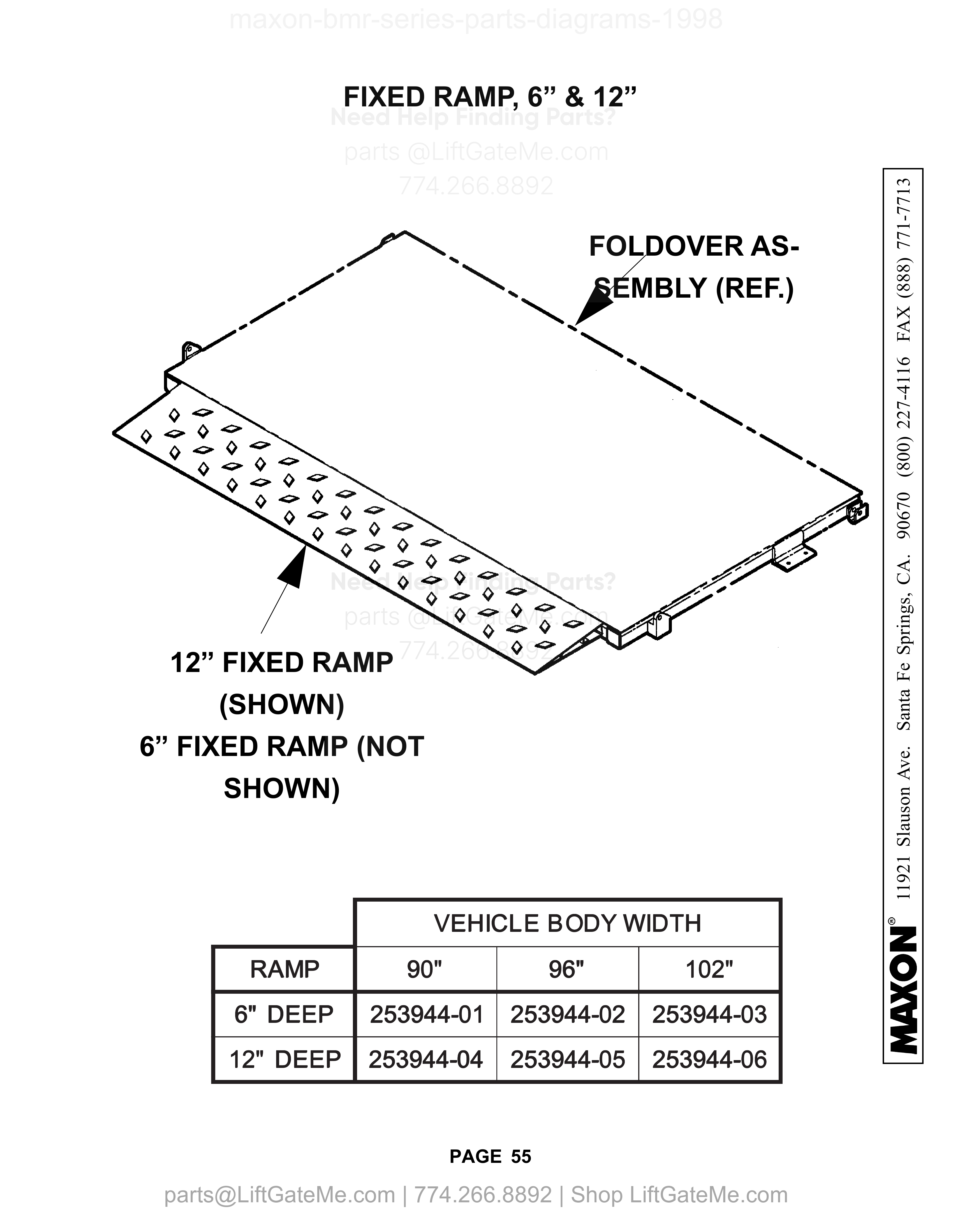 FIXED RAMP, 6” & 12” diagram