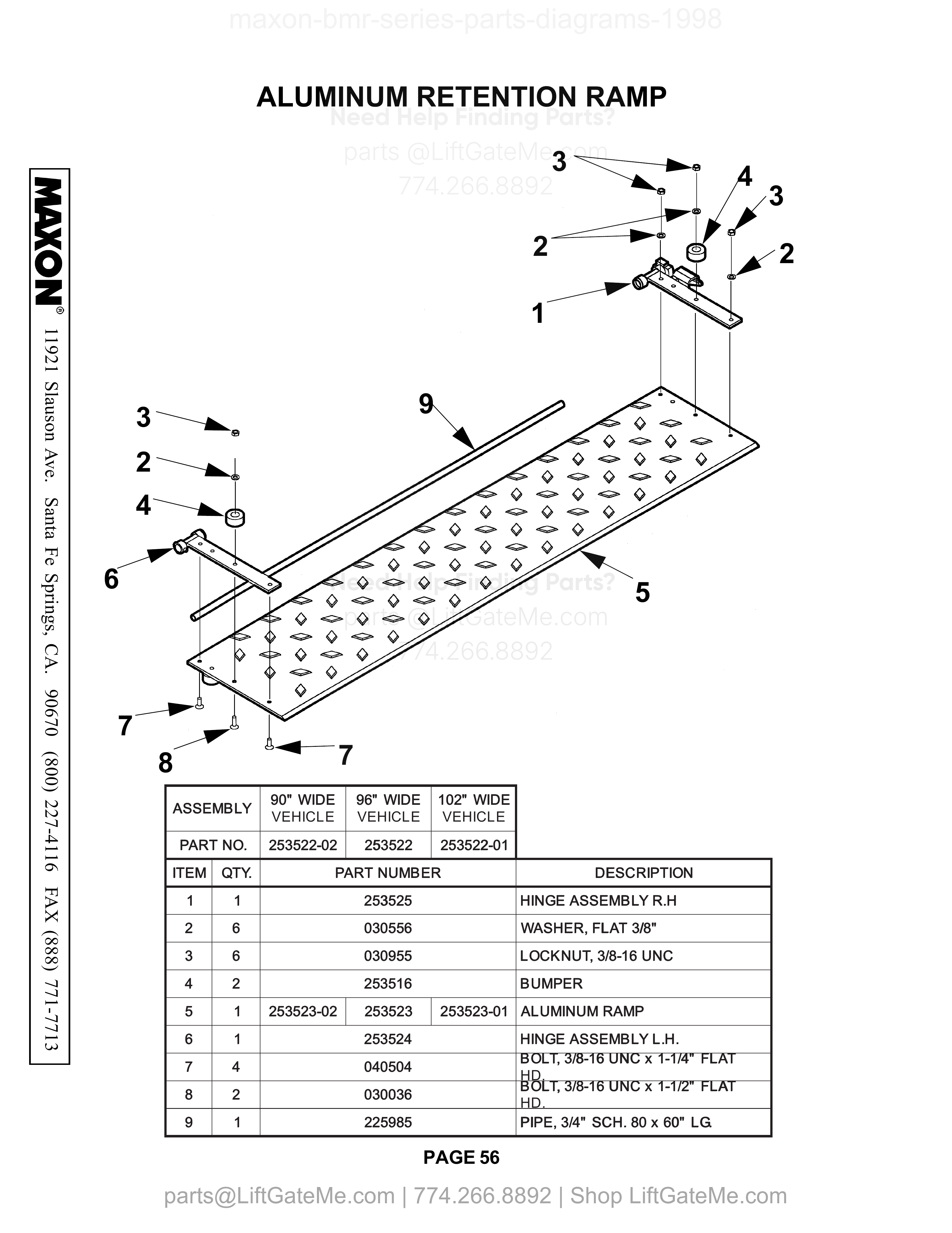 ALUMINUM RETENTION RAMP diagram