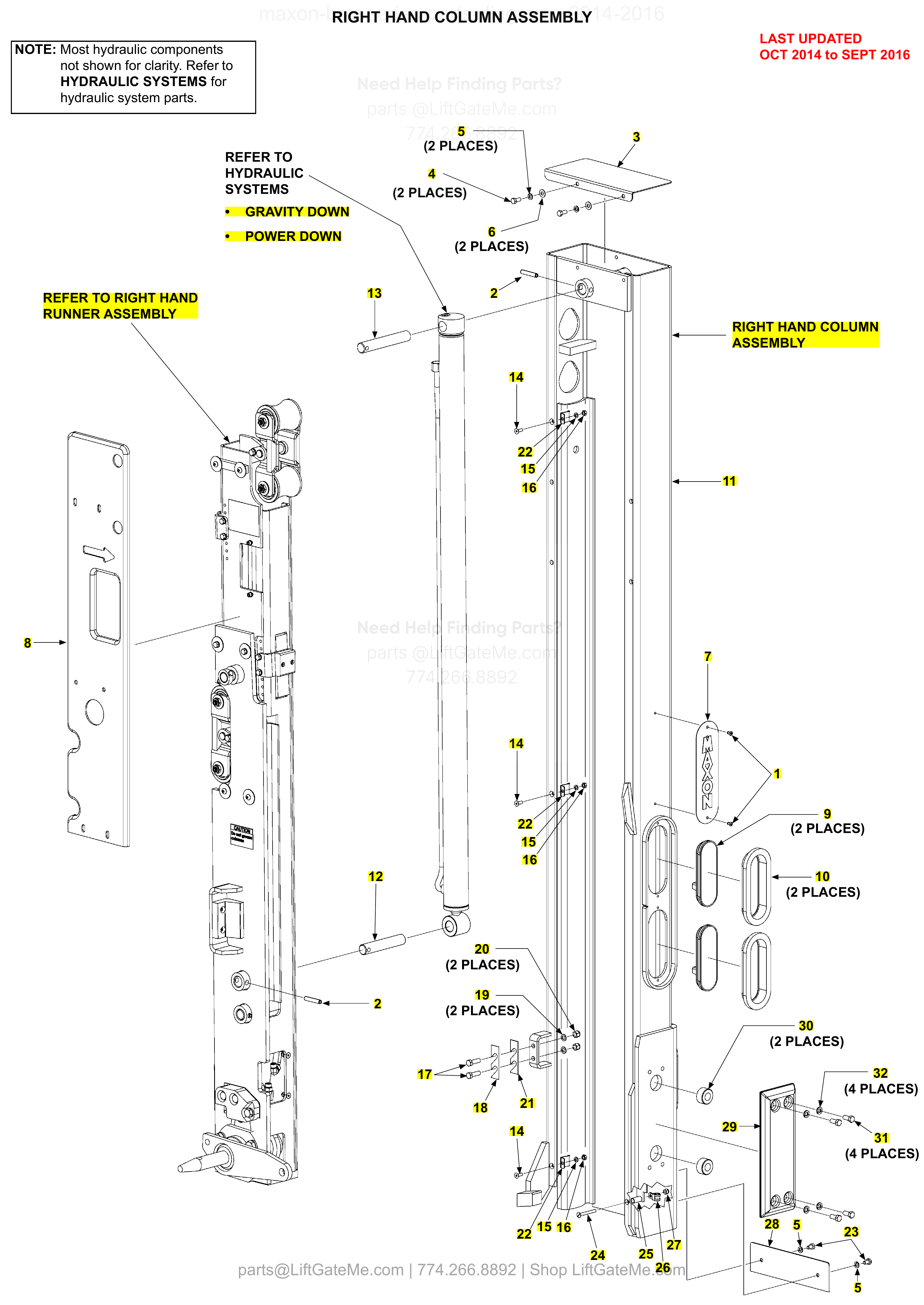 RIGHT HAND COLUMN ASSEMBLY diagram