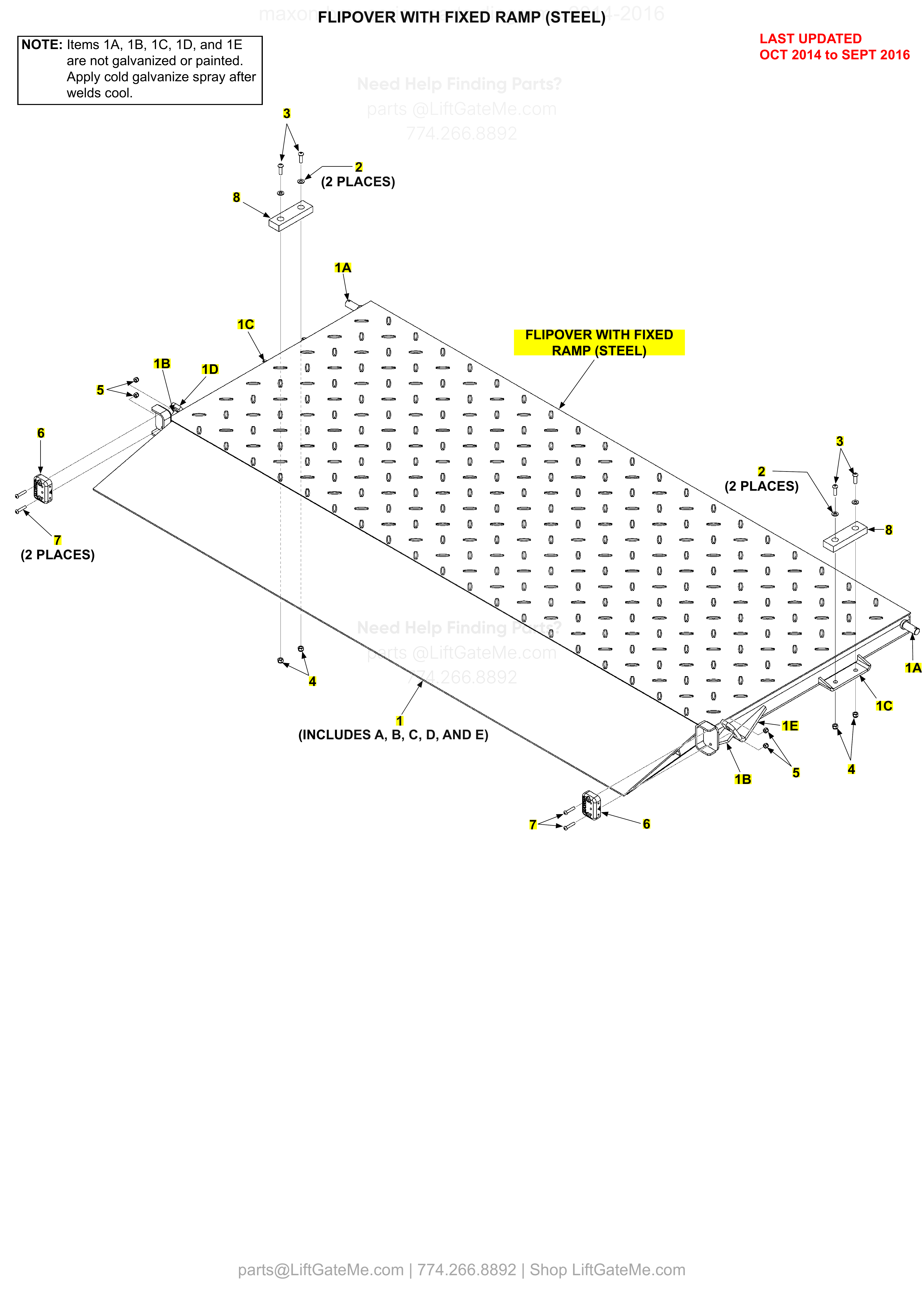 FLIPOVER WITH FIXED RAMP (STEEL) diagram