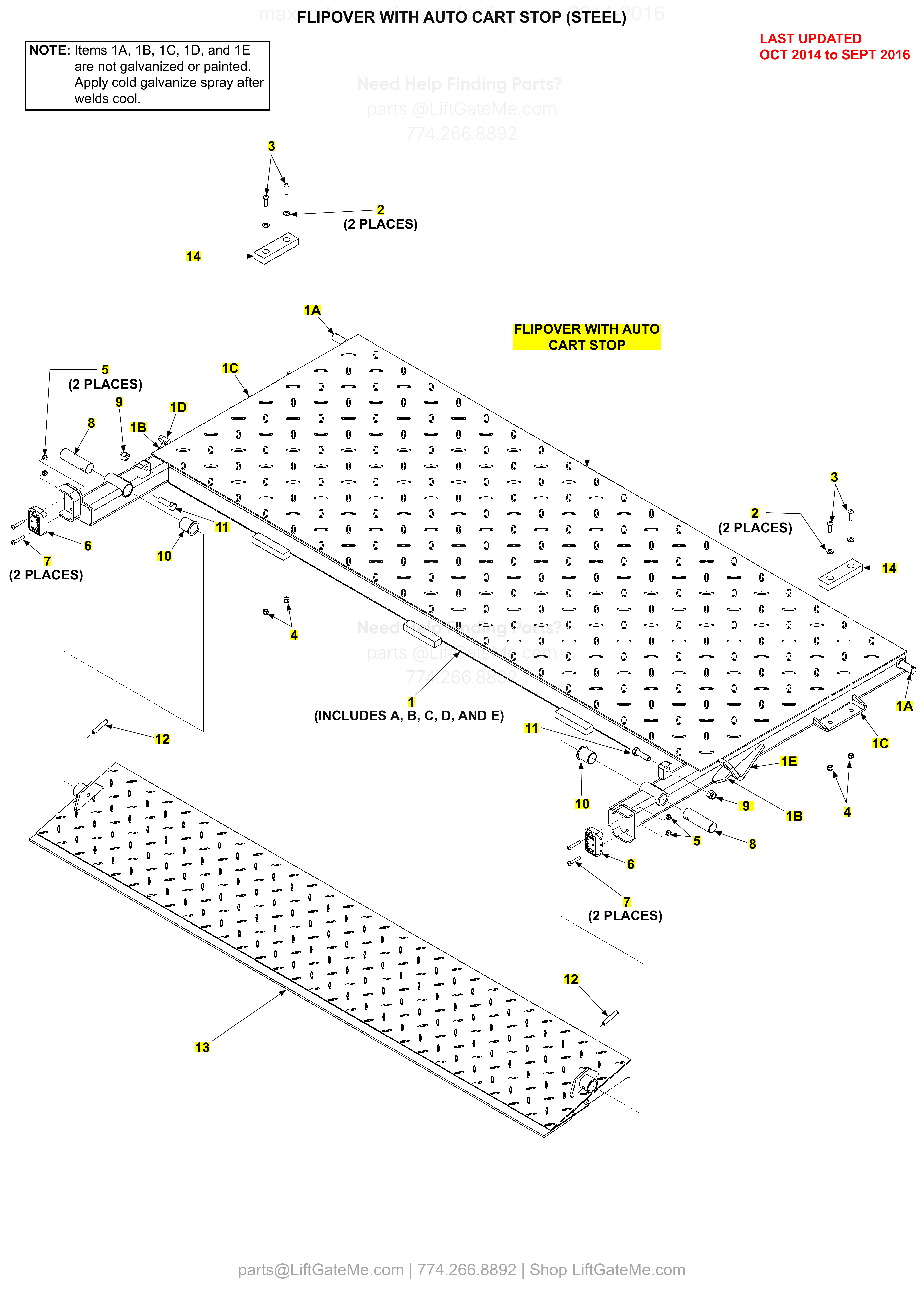 FLIPOVER WITH AUTO CART STOP (STEEL) diagram