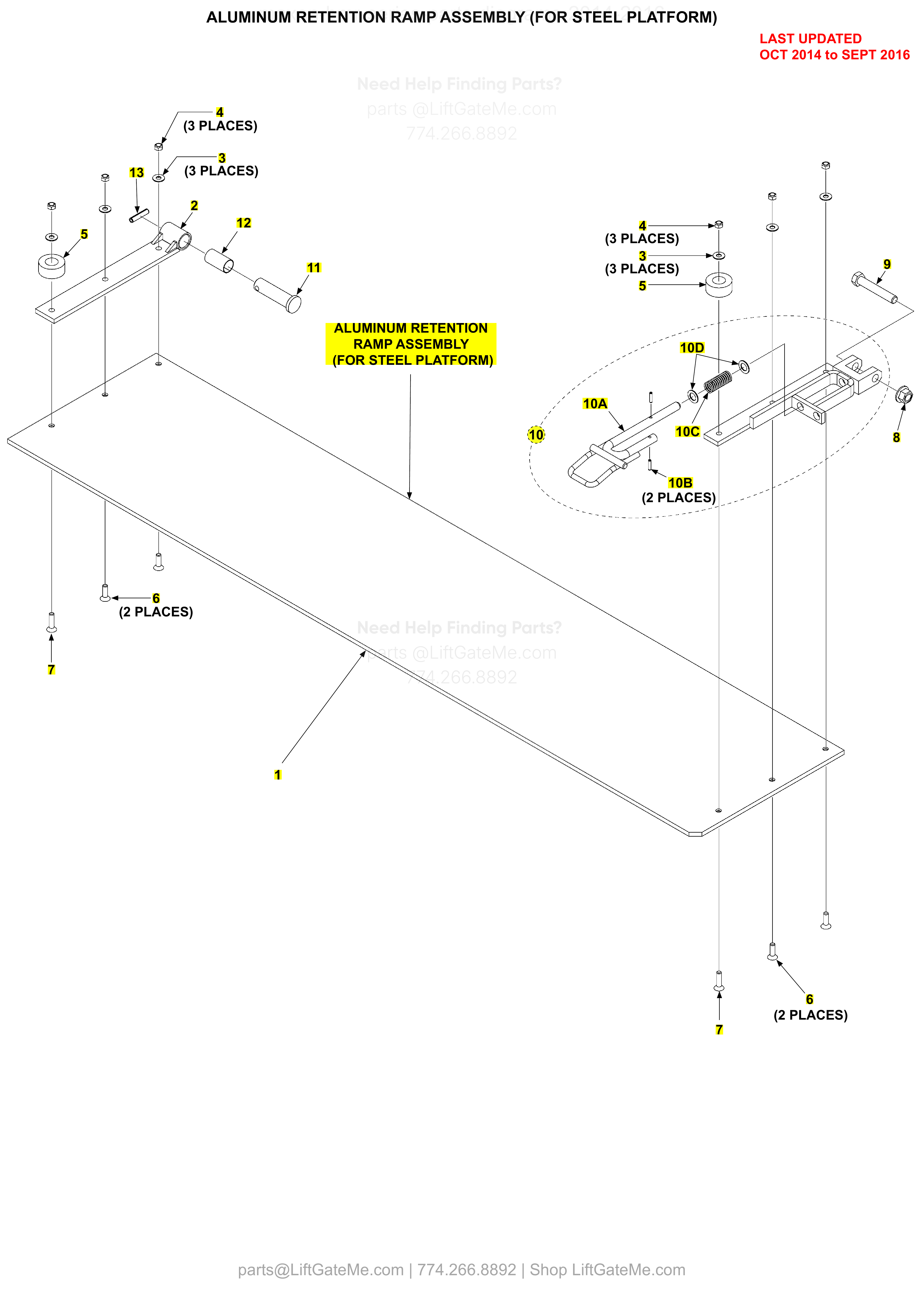 ALUMINUM RETENTION RAMP ASSEMBLY (FOR STEEL PLATFORM) diagram