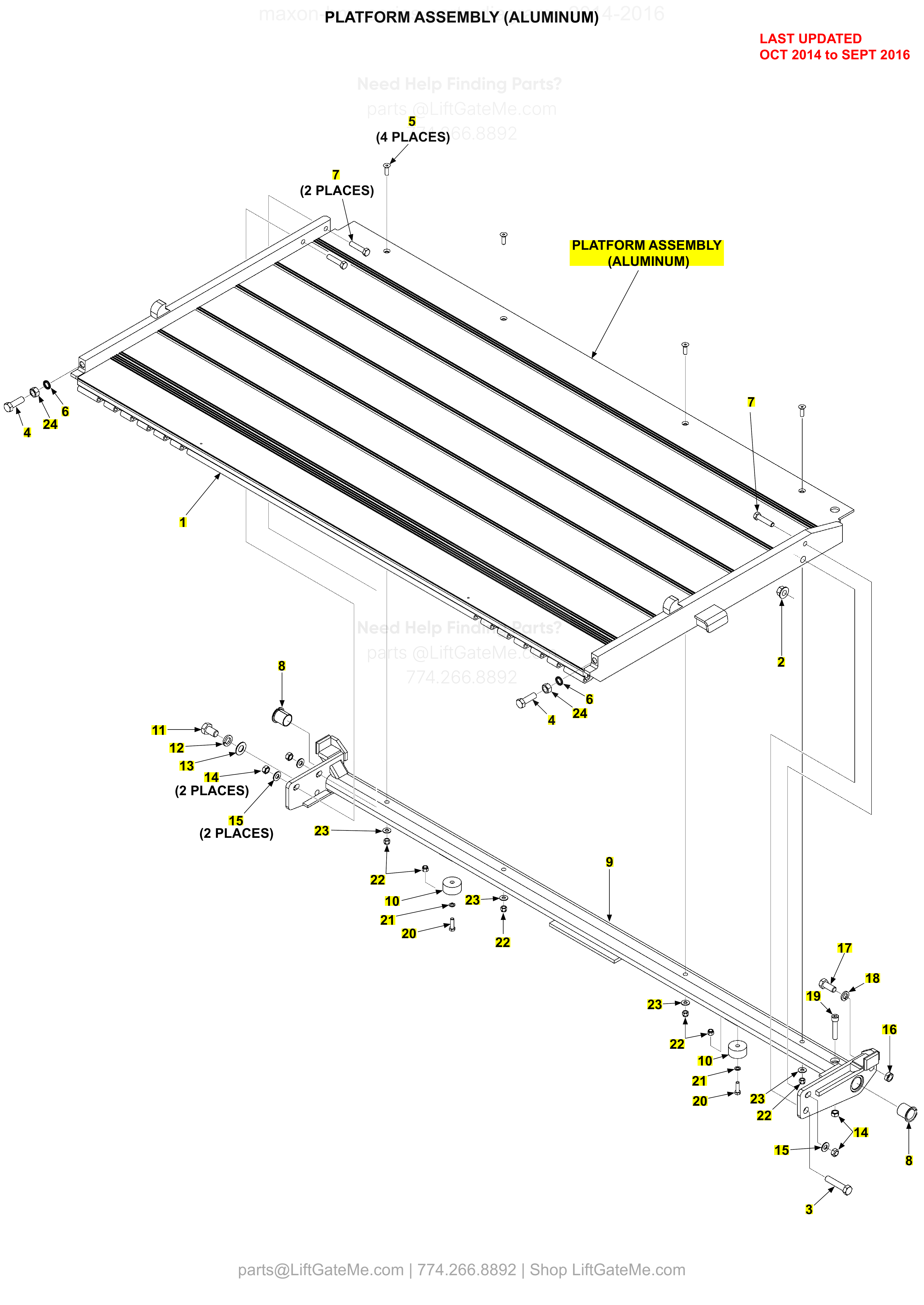 PLATFORM ASSEMBLY (ALUMINUM) diagram