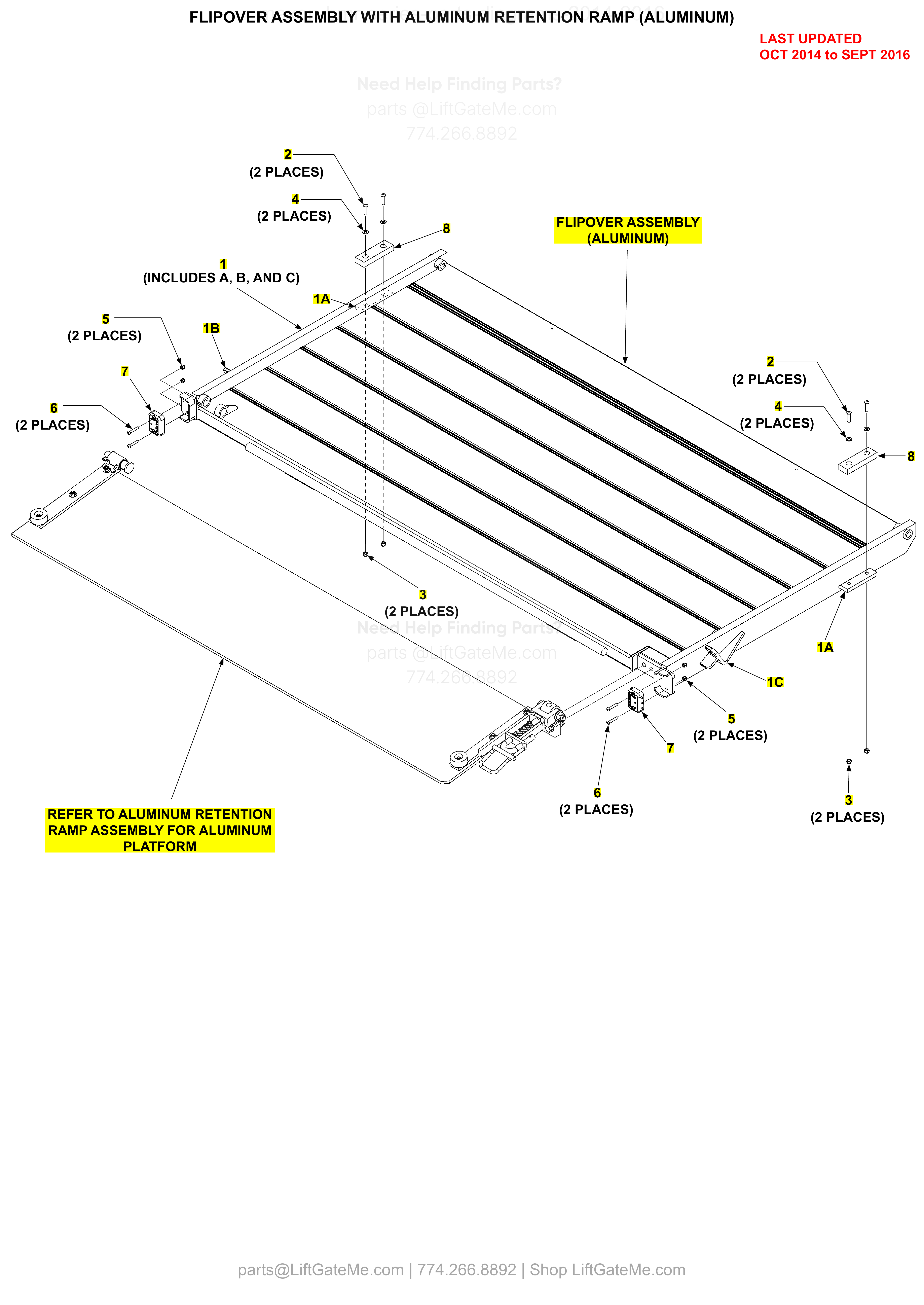 Flipover Assembly with Aluminum Retention Ramp (Aluminum) diagram