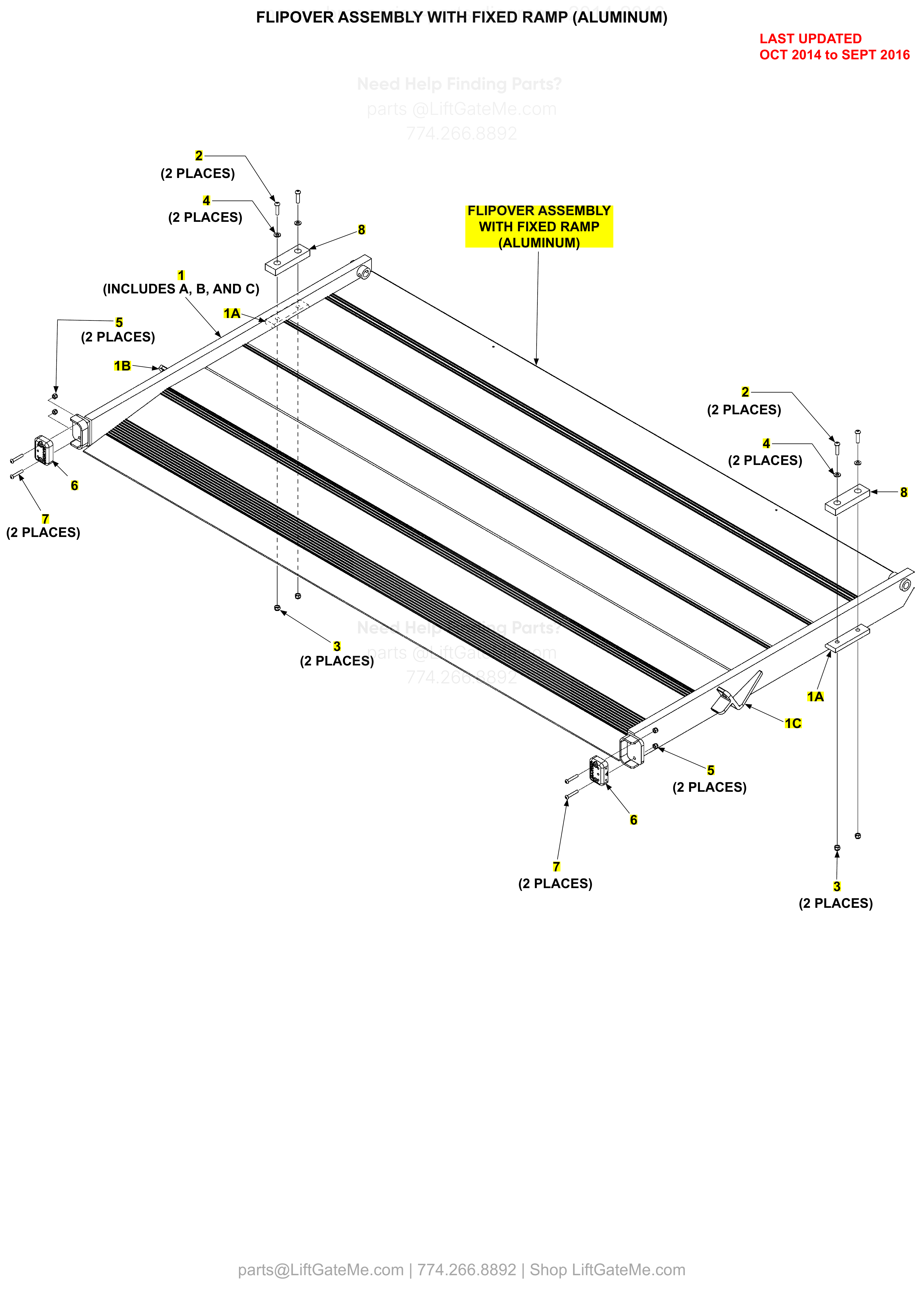 Flipover Assembly with Fixed Ramp (Aluminum) diagram