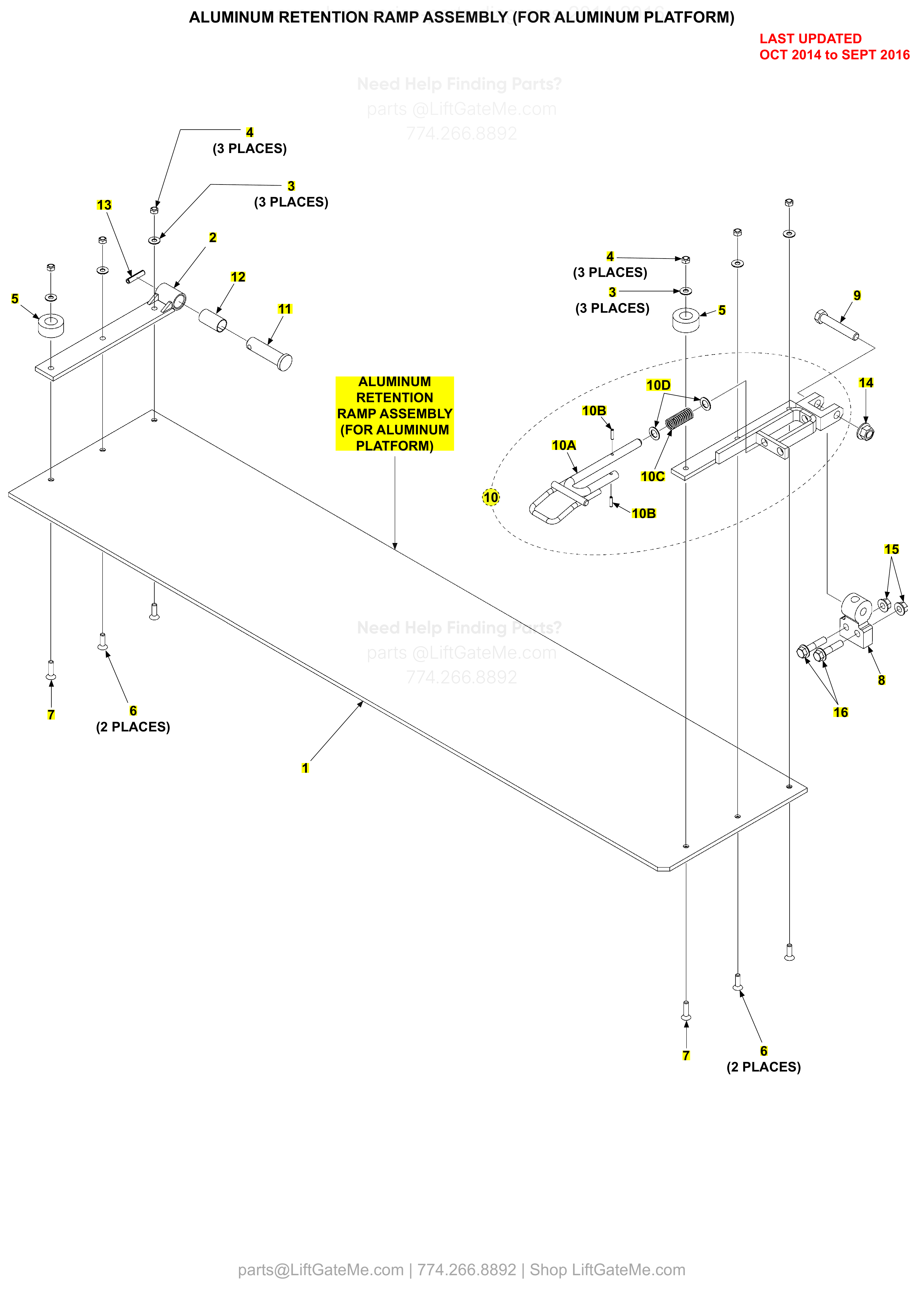 ALUMINUM RETENTION RAMP ASSEMBLY (FOR ALUMINUM PLATFORM) diagram