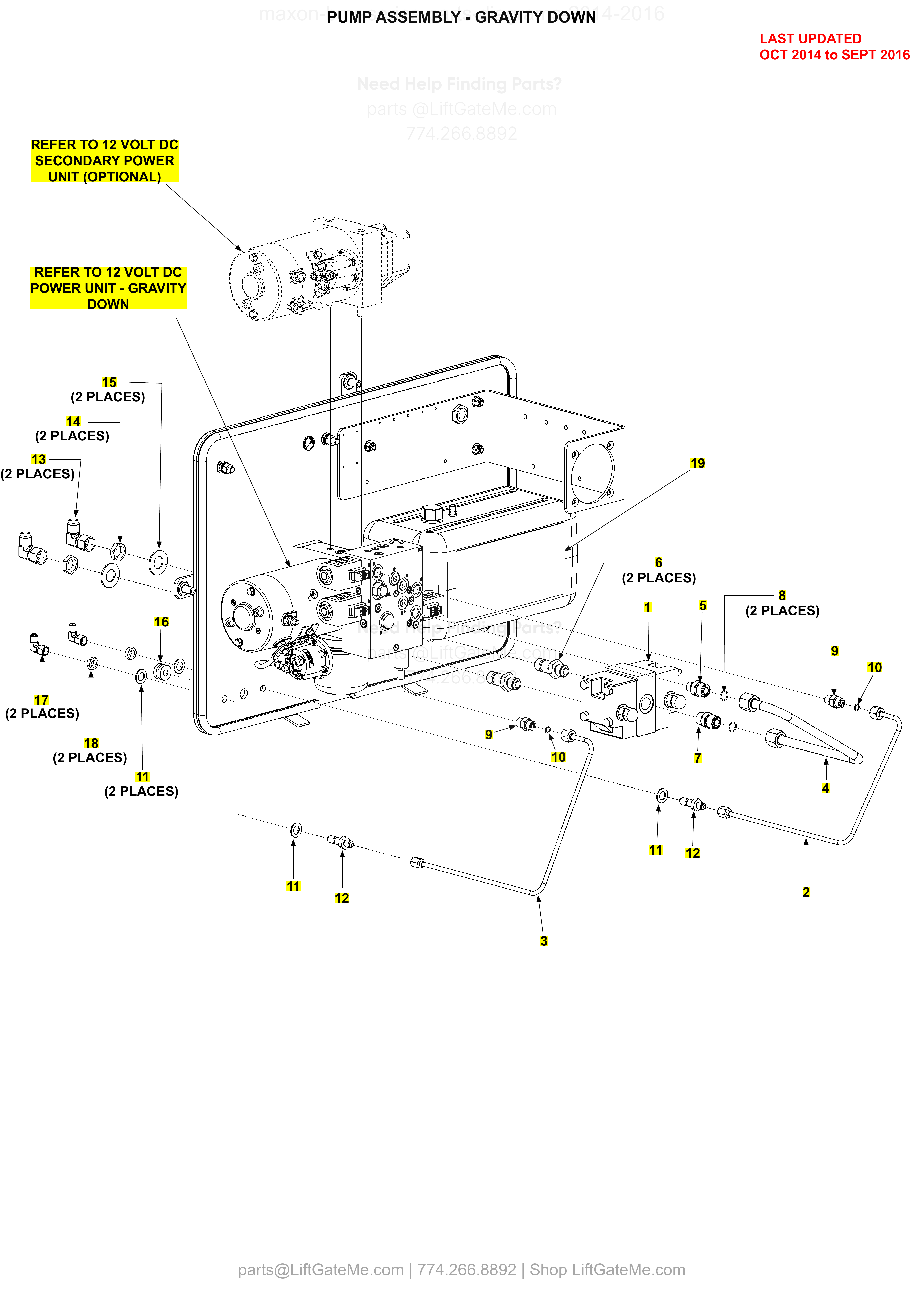 PUMP ASSEMBLY - GRAVITY DOWN diagram