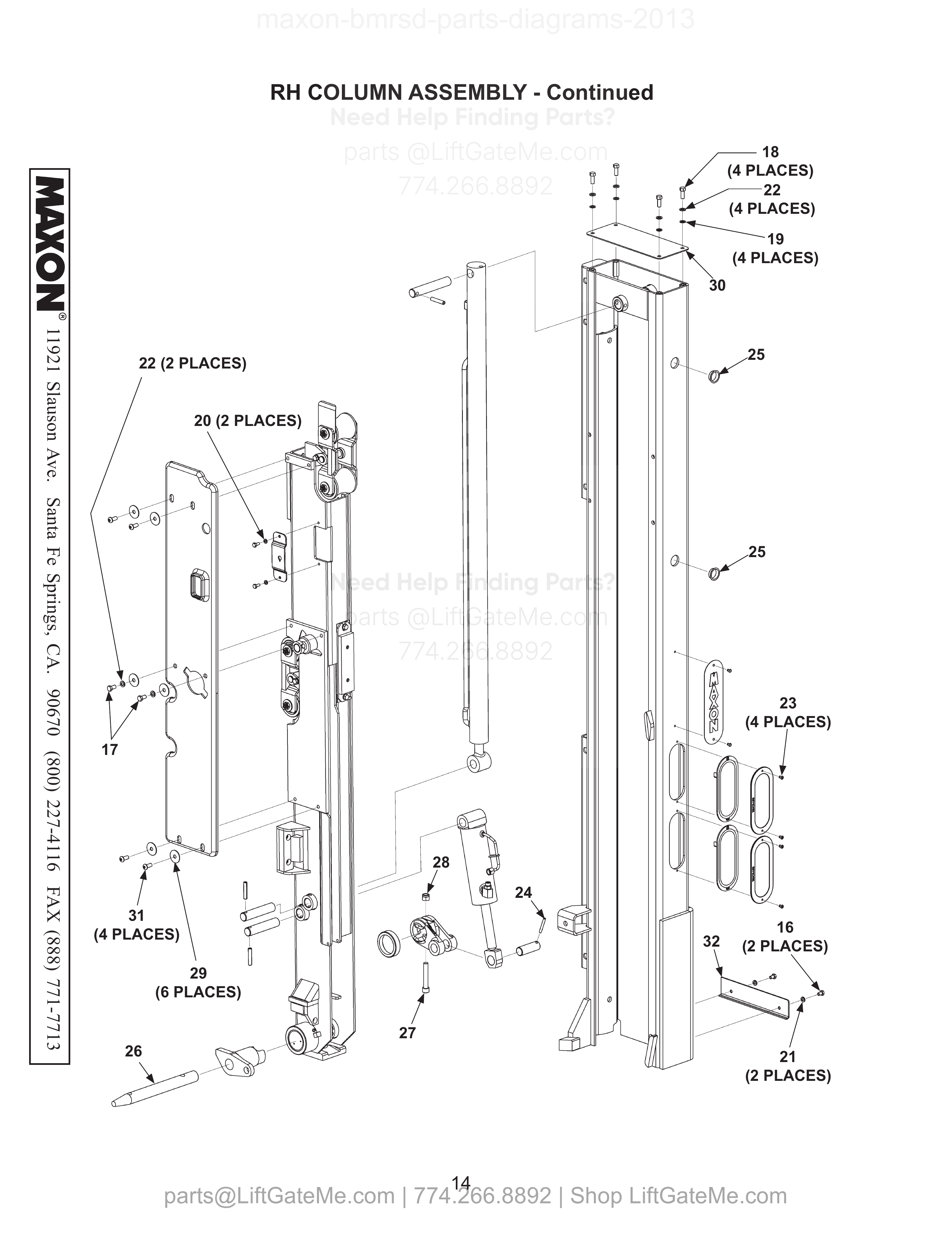 RH COLUMN ASSEMBLY - Continued diagram