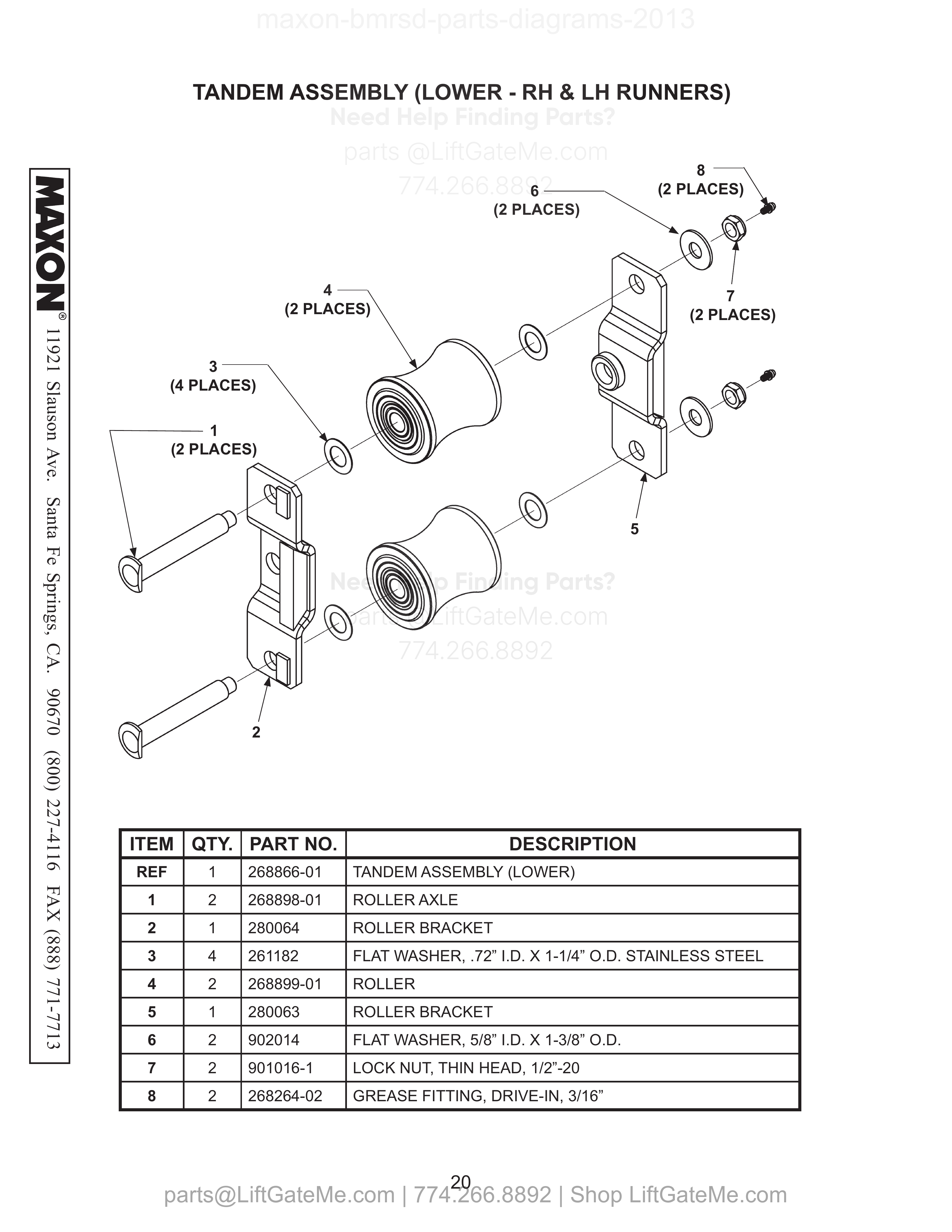TANDEM ASSEMBLY (LOWER - RH & LH RUNNERS) diagram