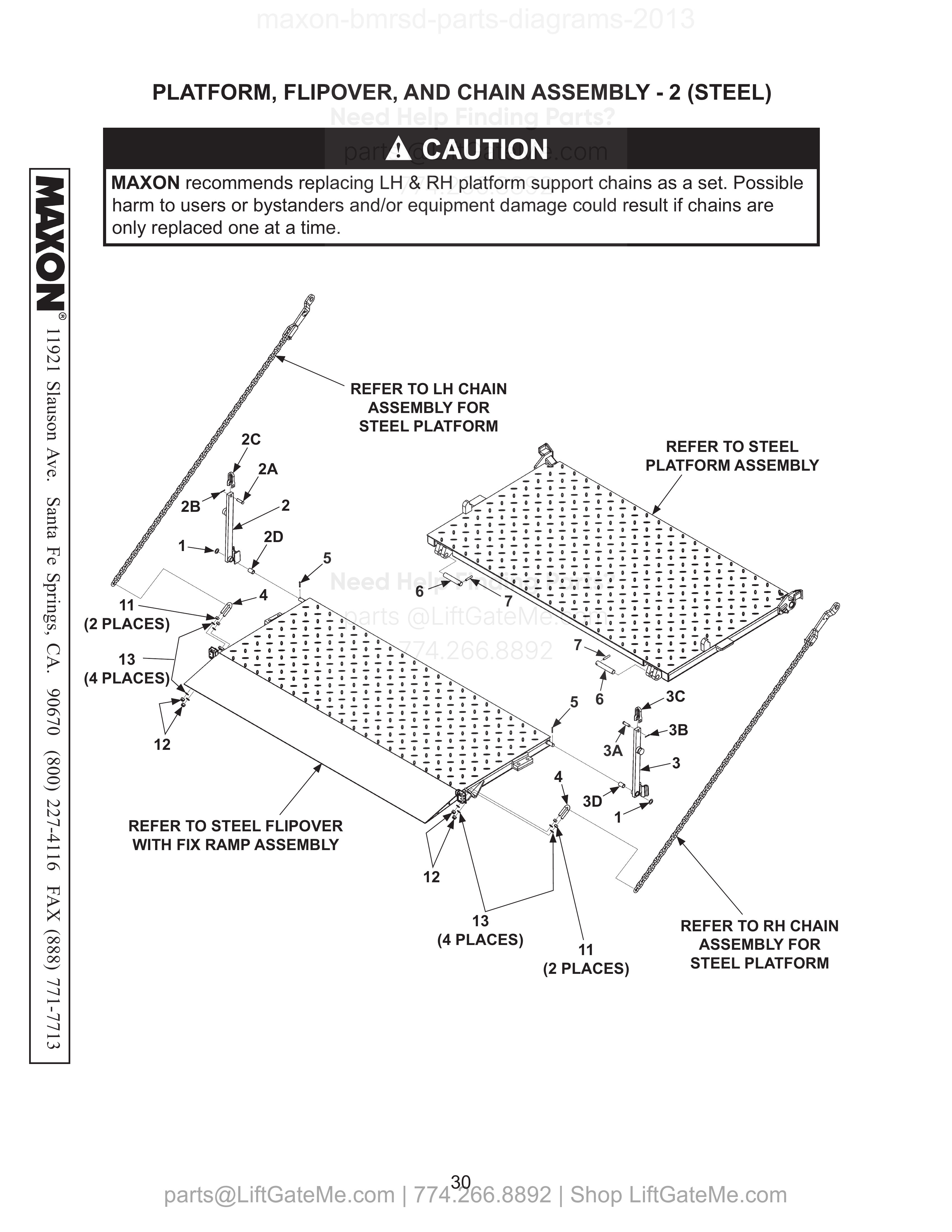 PLATFORM, FLIPOVER, AND CHAIN ASSEMBLY - 2 (STEEL) diagram