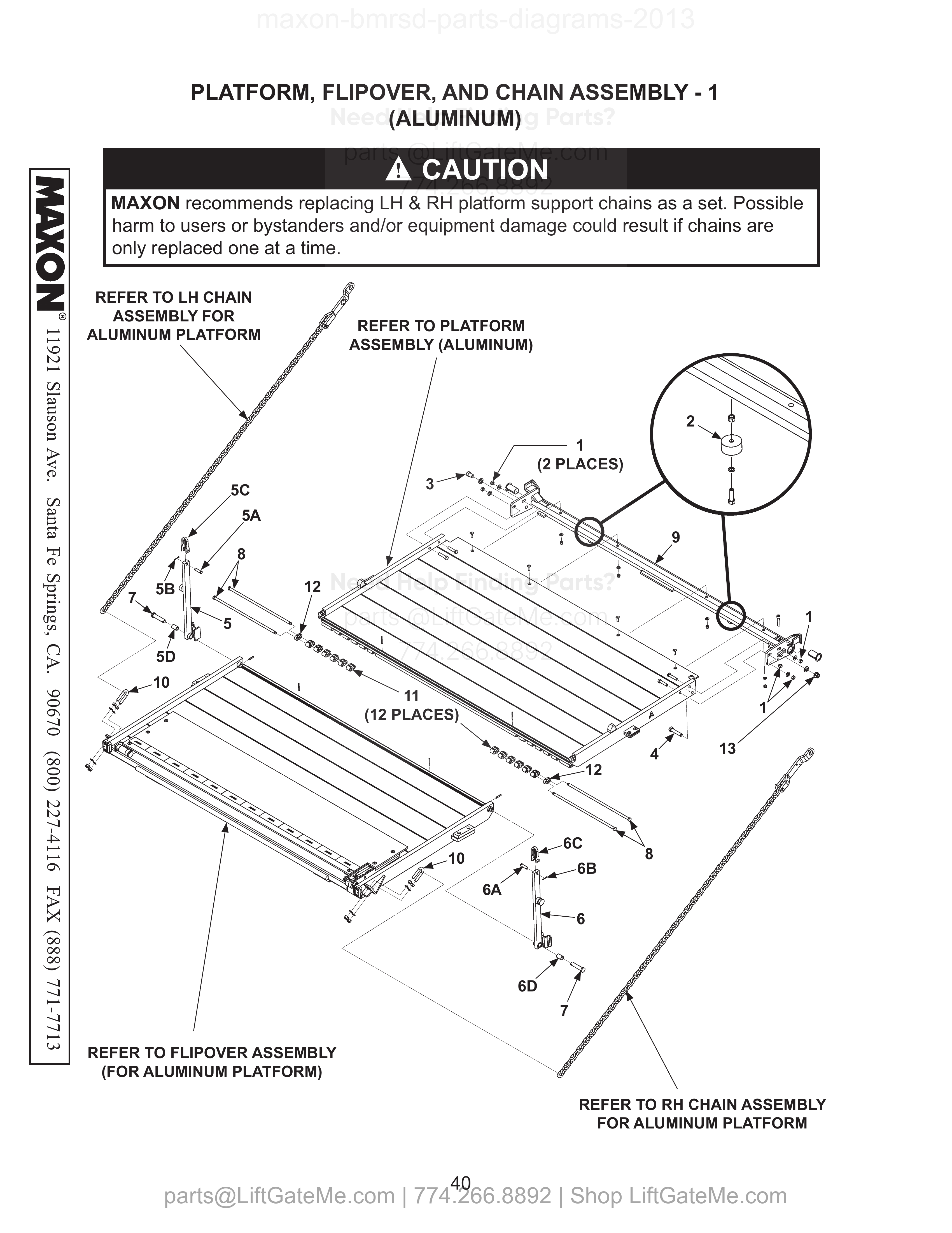PLATFORM, FLIPOVER, AND CHAIN ASSEMBLY - 1 (ALUMINUM) diagram