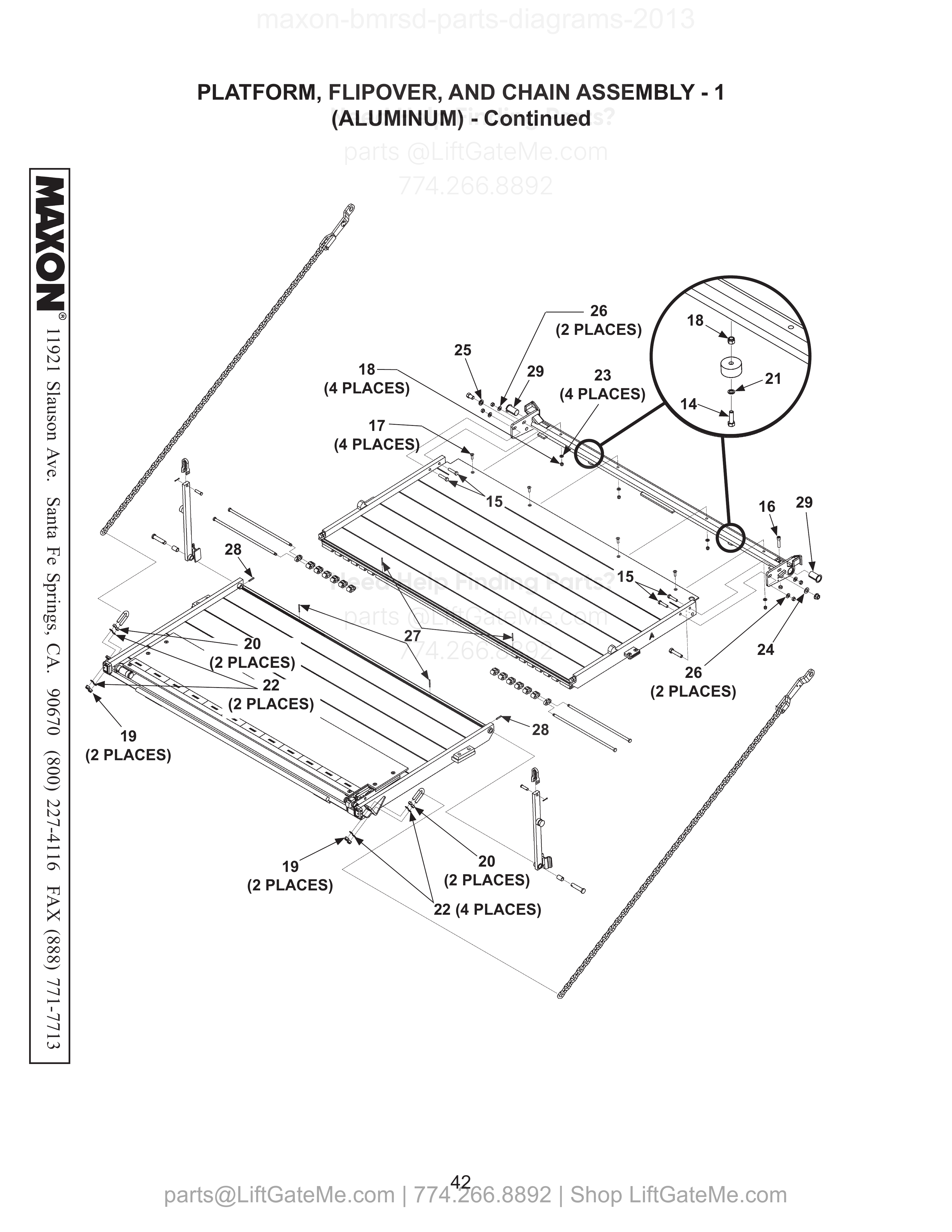 PLATFORM, FLIPOVER, AND CHAIN ASSEMBLY - 1 (ALUMINUM) - Continued diagram