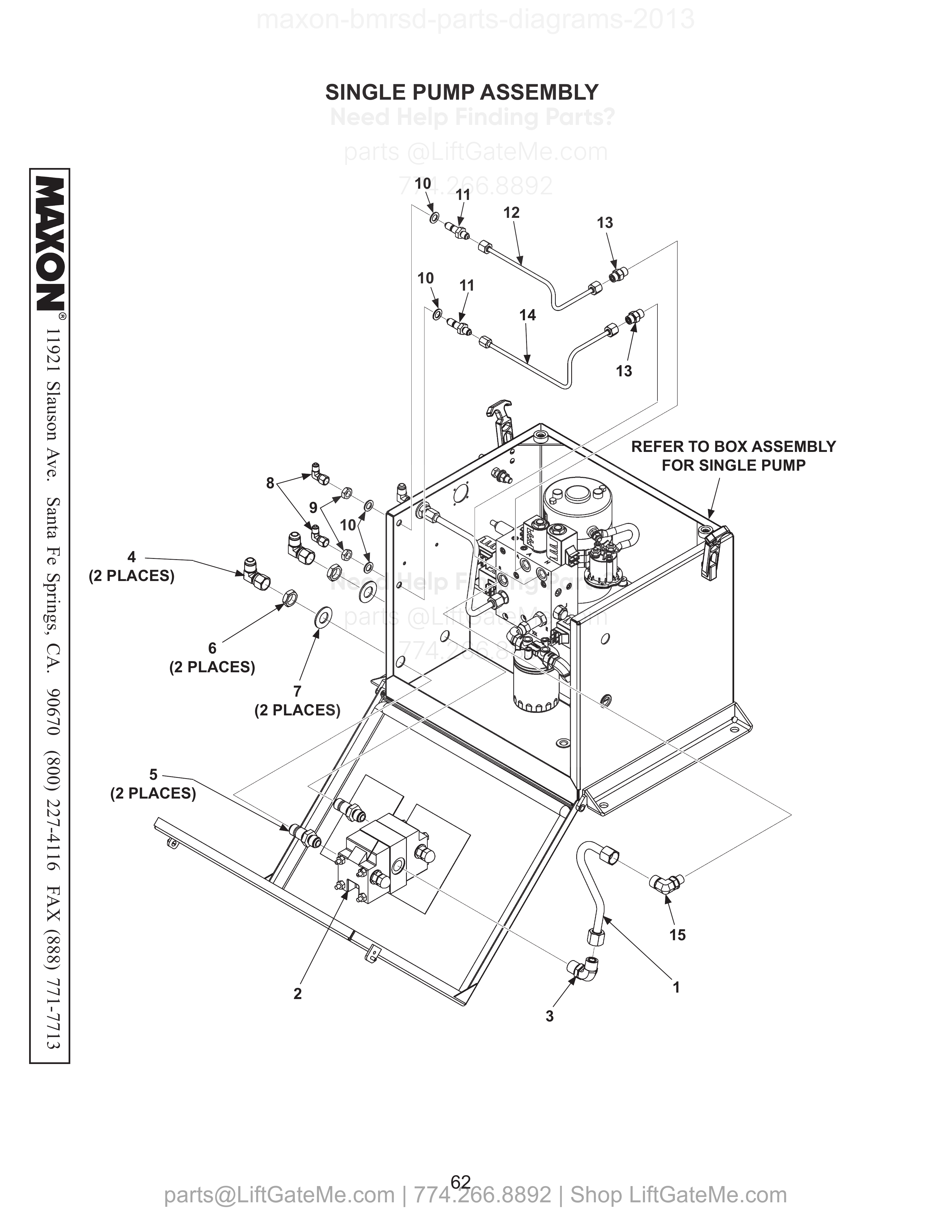 SINGLE PUMP ASSEMBLY diagram