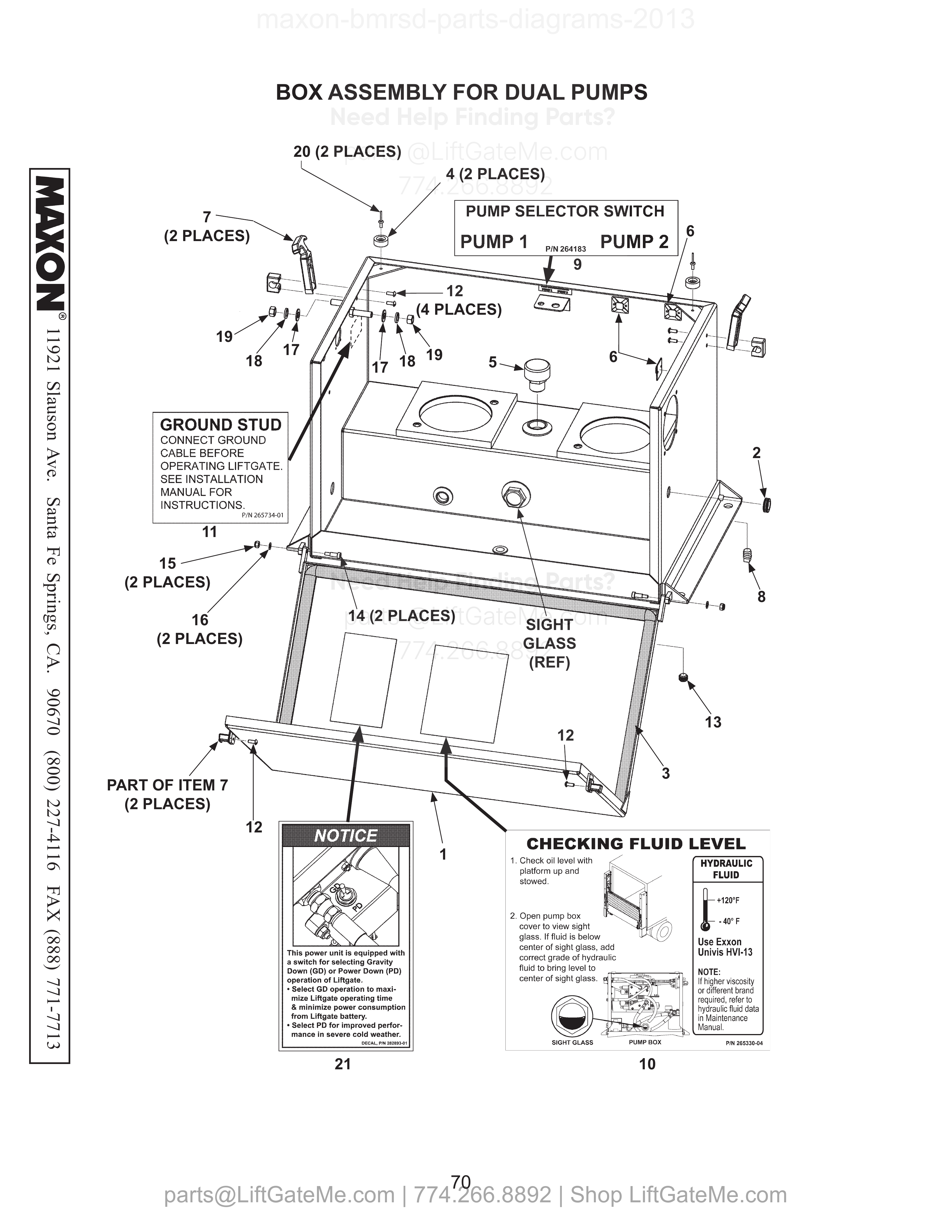BOX ASSEMBLY FOR DUAL PUMPS diagram