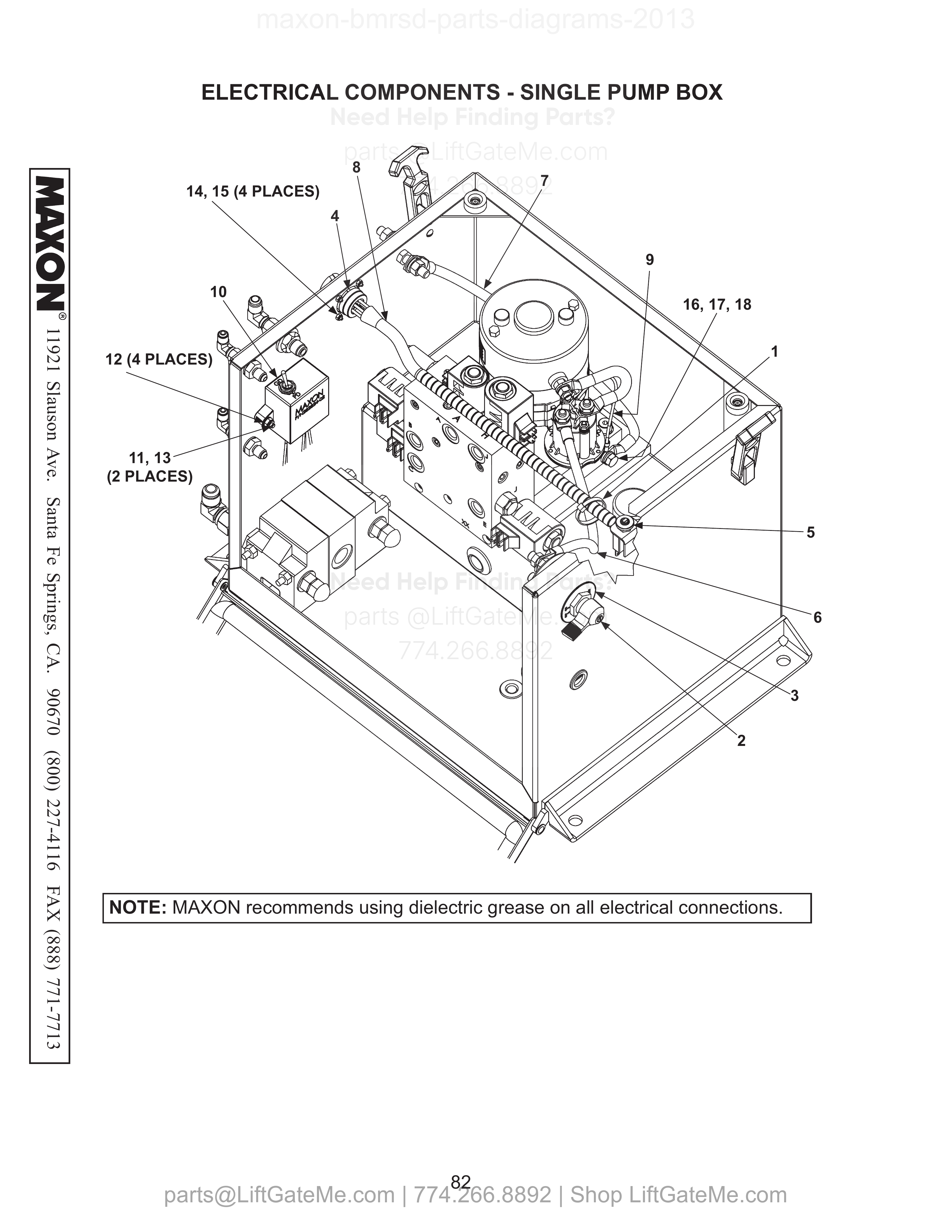 Electrical Components - Single Pump Box diagram