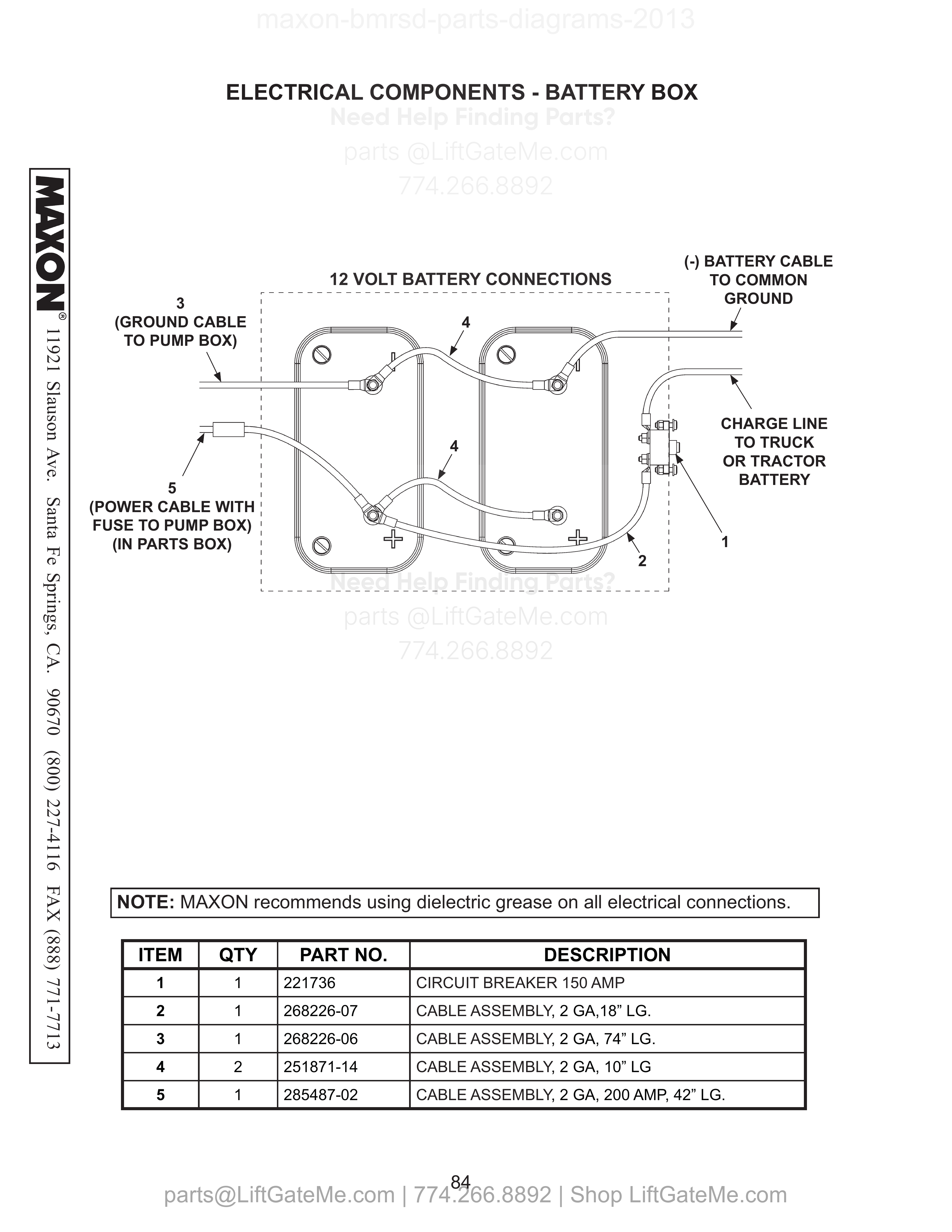Electrical Components - Battery Box diagram