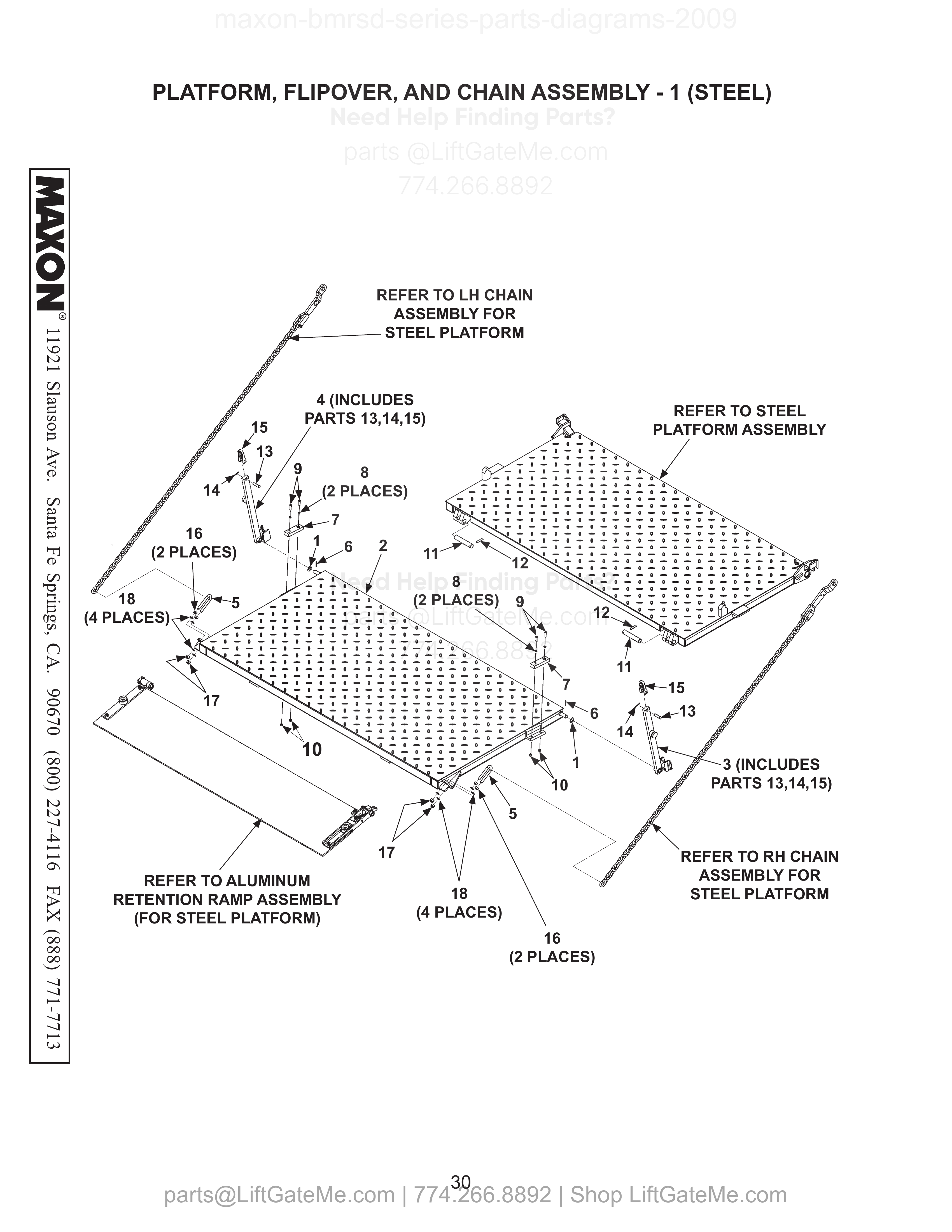 PLATFORM, FLIPOVER, AND CHAIN ASSEMBLY - 1 (STEEL) diagram