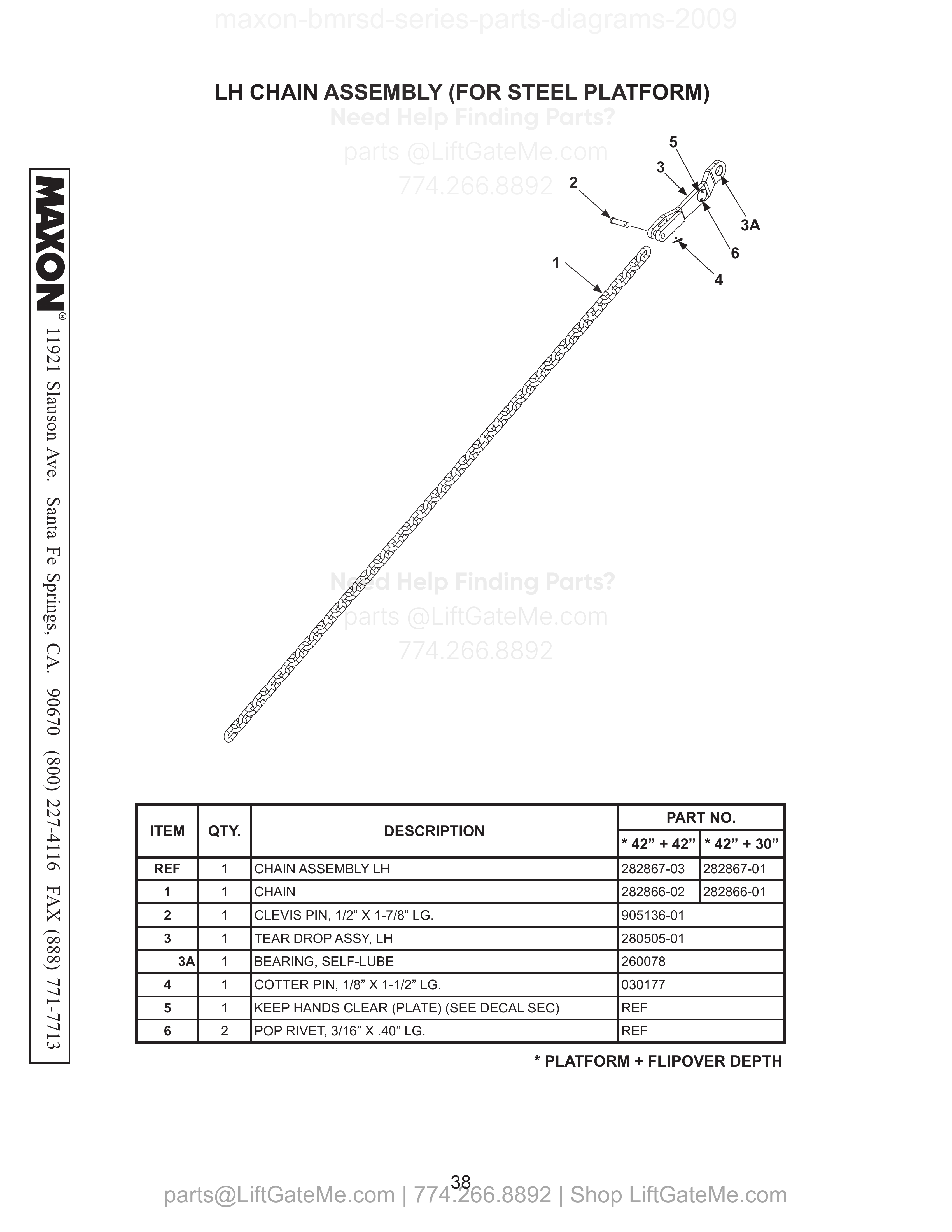 LH CHAIN ASSEMBLY (FOR STEEL PLATFORM) diagram