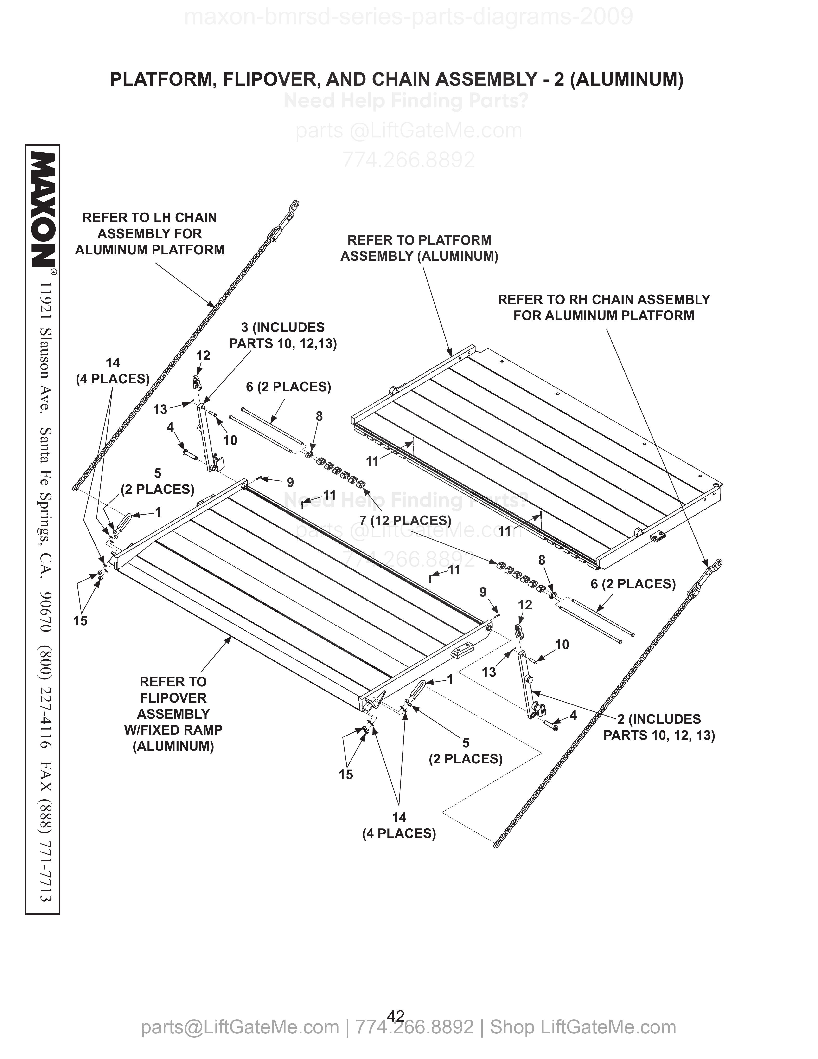 PLATFORM, FLIPOVER, AND CHAIN ASSEMBLY - 2 (ALUMINUM) diagram