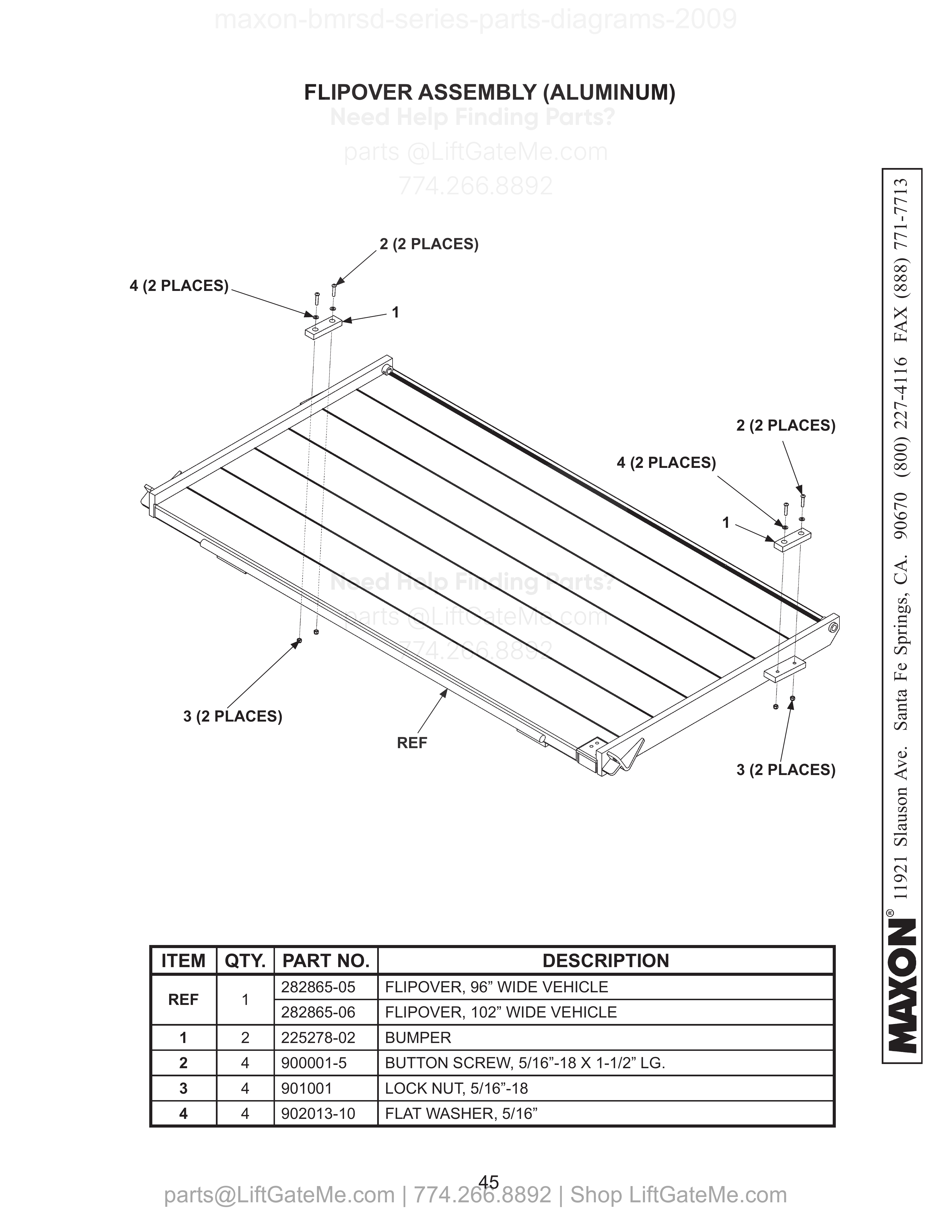 FLIPOVER ASSEMBLY (ALUMINUM) diagram
