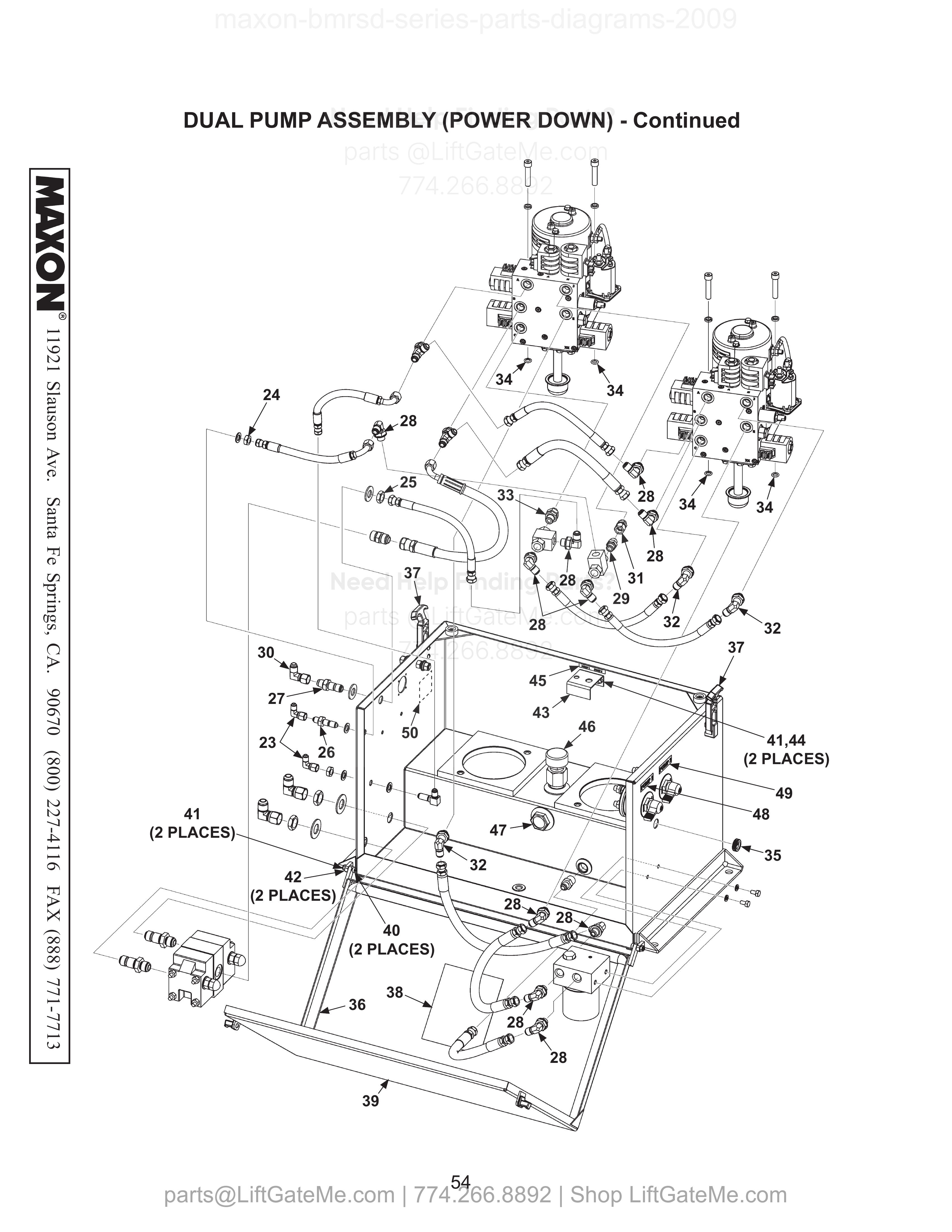 DUAL PUMP ASSEMBLY (POWER DOWN) - Continued diagram