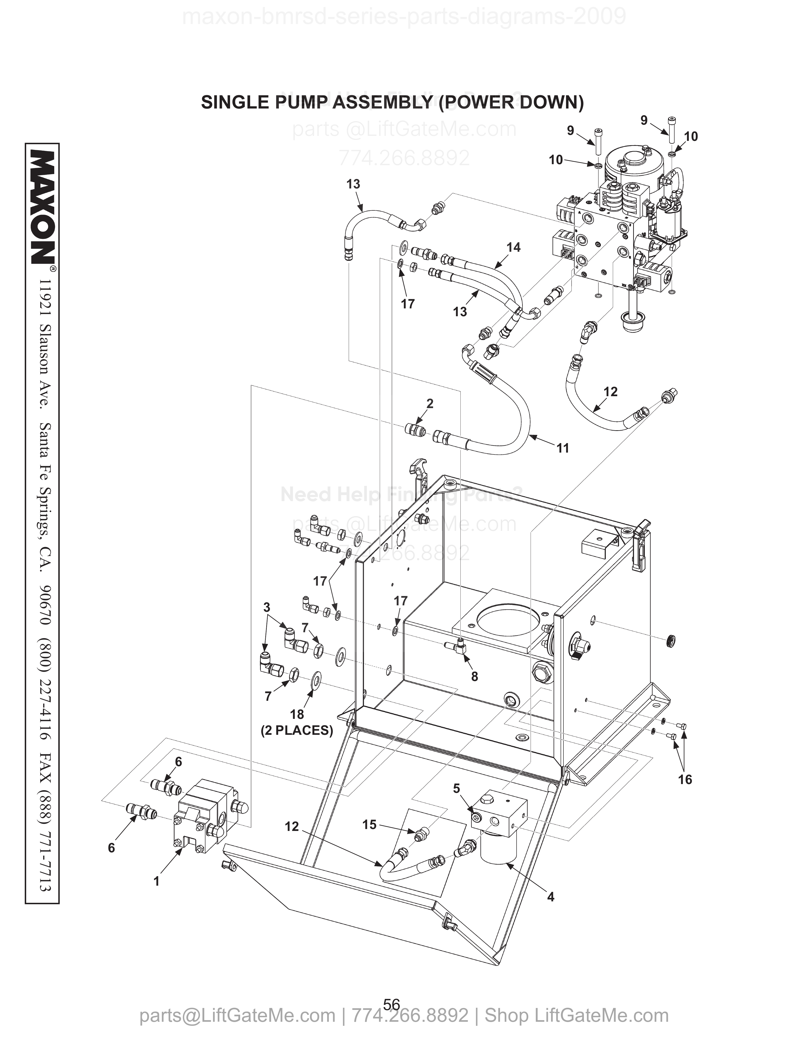 SINGLE PUMP ASSEMBLY (POWER DOWN) diagram